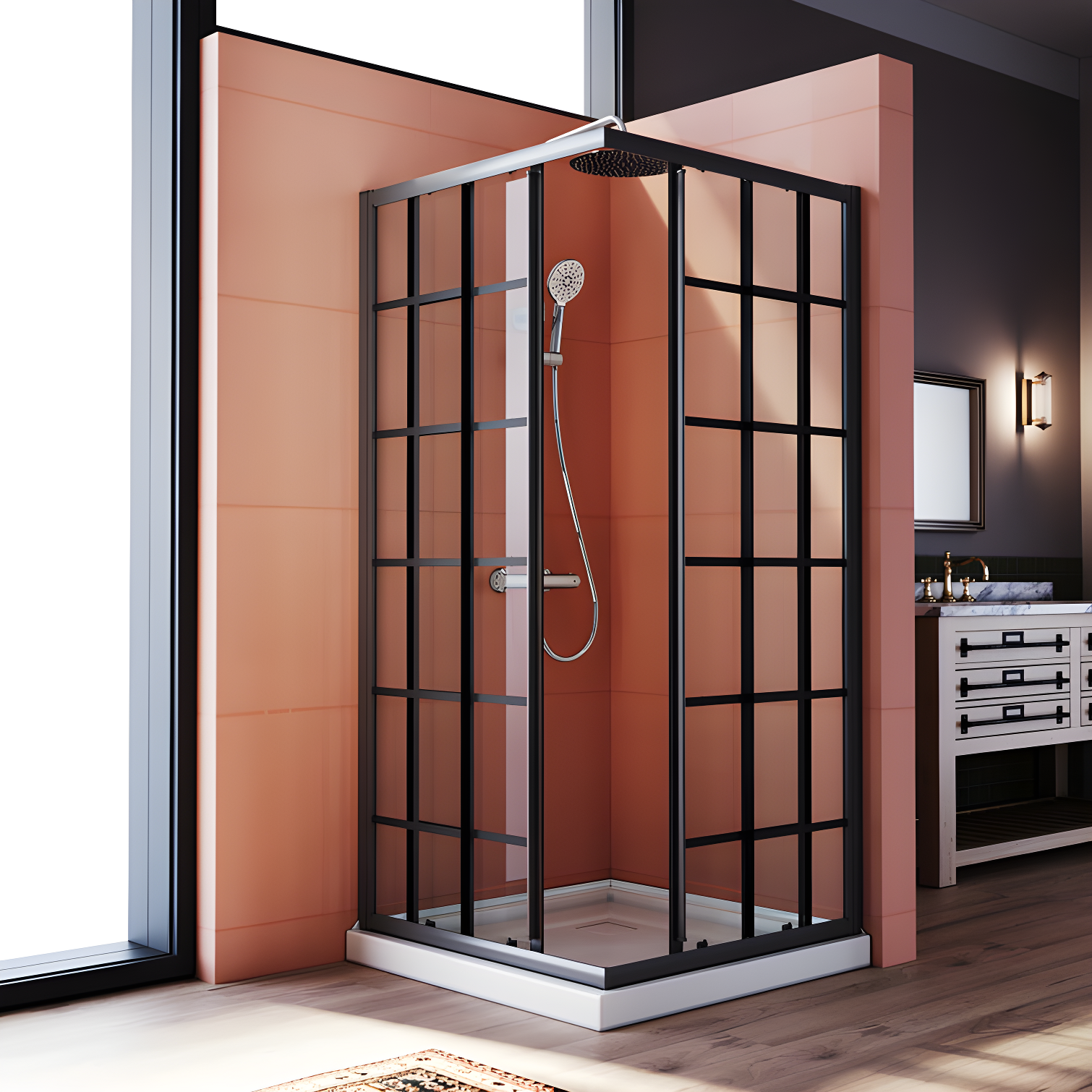 Elegant YJY-BL-343472GD-01 34"D x 34"W x 72"H Framed Square Shower Enclosure with 1/4"Clear Tempered Glass Shower Door