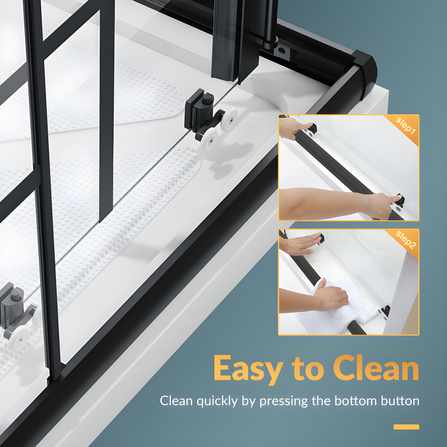 Elegant YJY-BL-343472GD-01 34"D x 34"W x 72"H Framed Square Shower Enclosure with 1/4"Clear Tempered Glass Shower Door