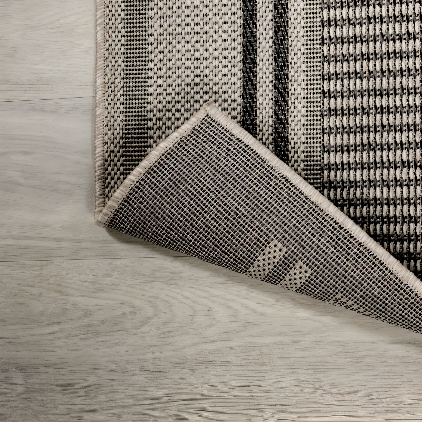 3' x 5' Haynes Modern Double Stripe Indoor/Outdoor Area Rug, Black/Beige - JONATHAN Y