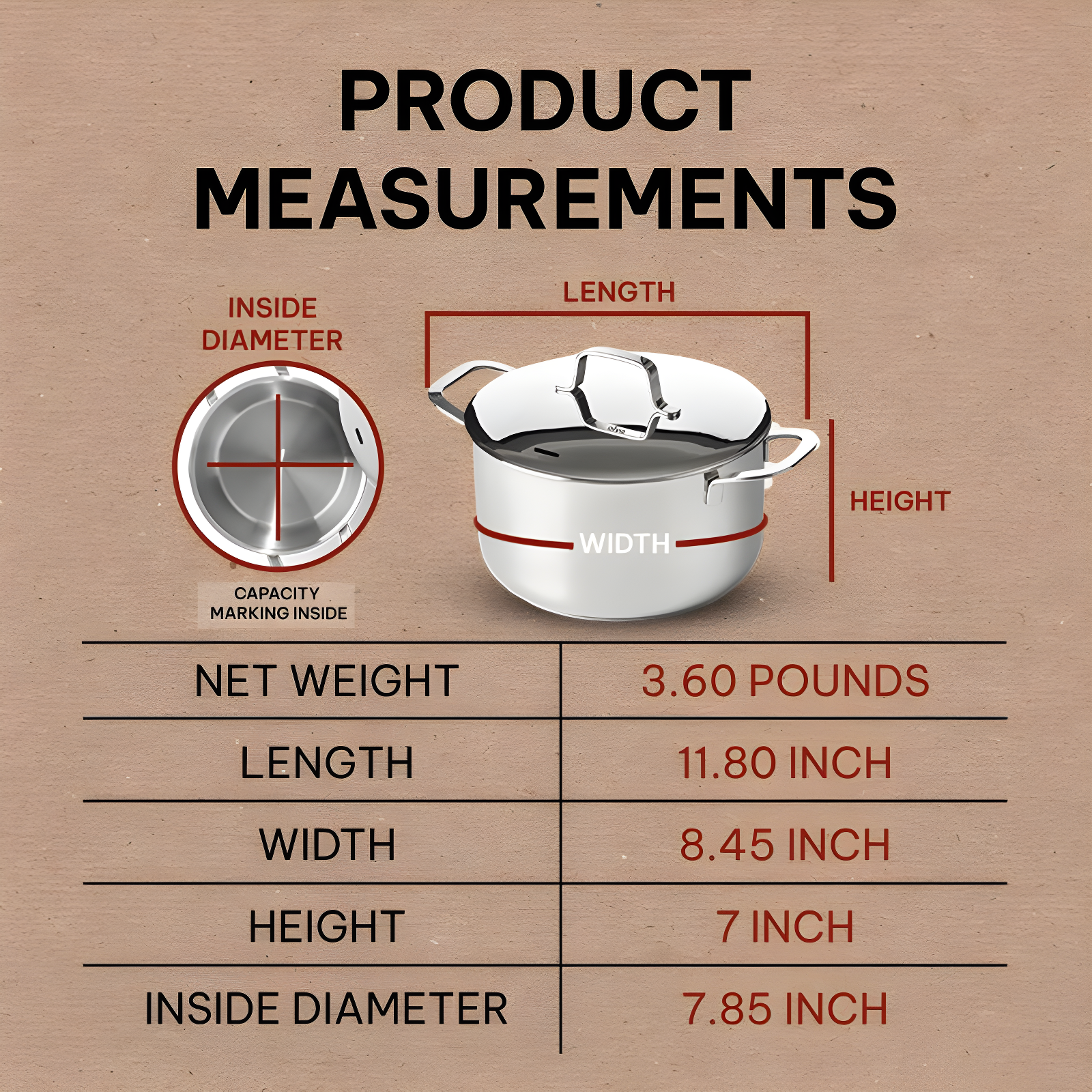 Alva Maestro Stainless Steel Casserole Dish Pot with Lid Non Toxic Soup & Stock Pot PFAS, PFOA & PFTE Free, Kitchen Pot, Pasta Pot, Canning Pot, Induction Safe, Add to Your Pots and Pans Set