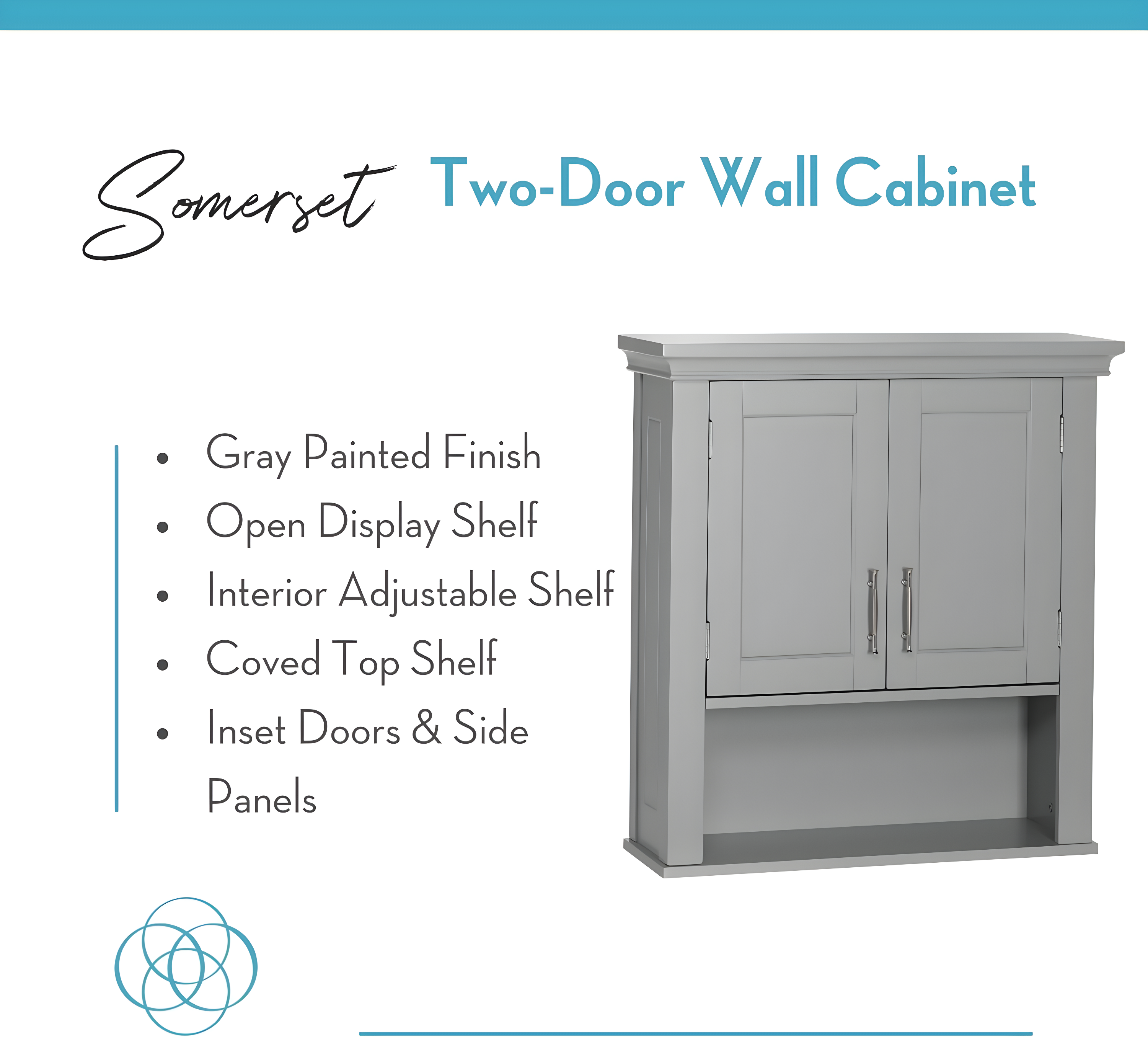 RiverRidge Home RiverRidge Somerset Two-Door Bathroom and Laundry Wall Mount Storage Medicine Cabinet with Open and Adjustable Shelf