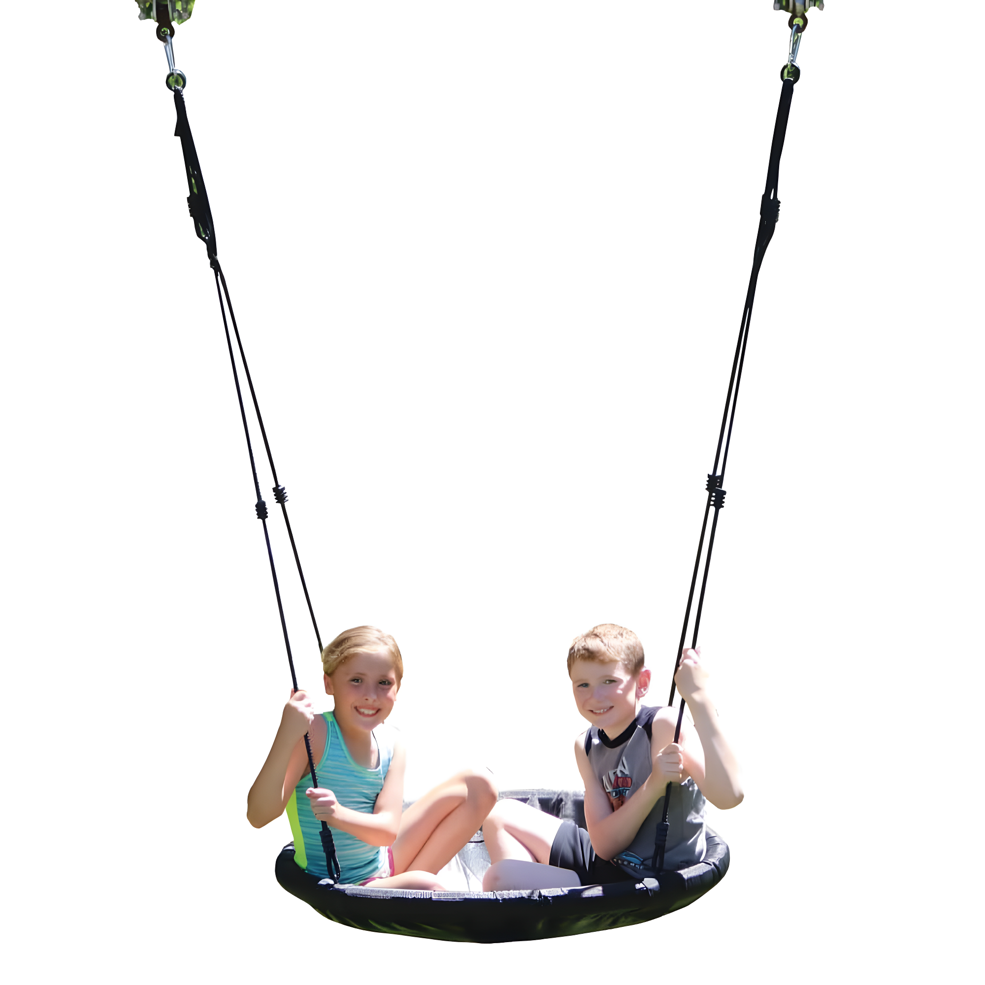 M&M Sales Enterprise M&M Sales Enterprise Adventure Fabric Black Disc Swing Saucer Seat, Ropes with Mounting Hangers and Chains