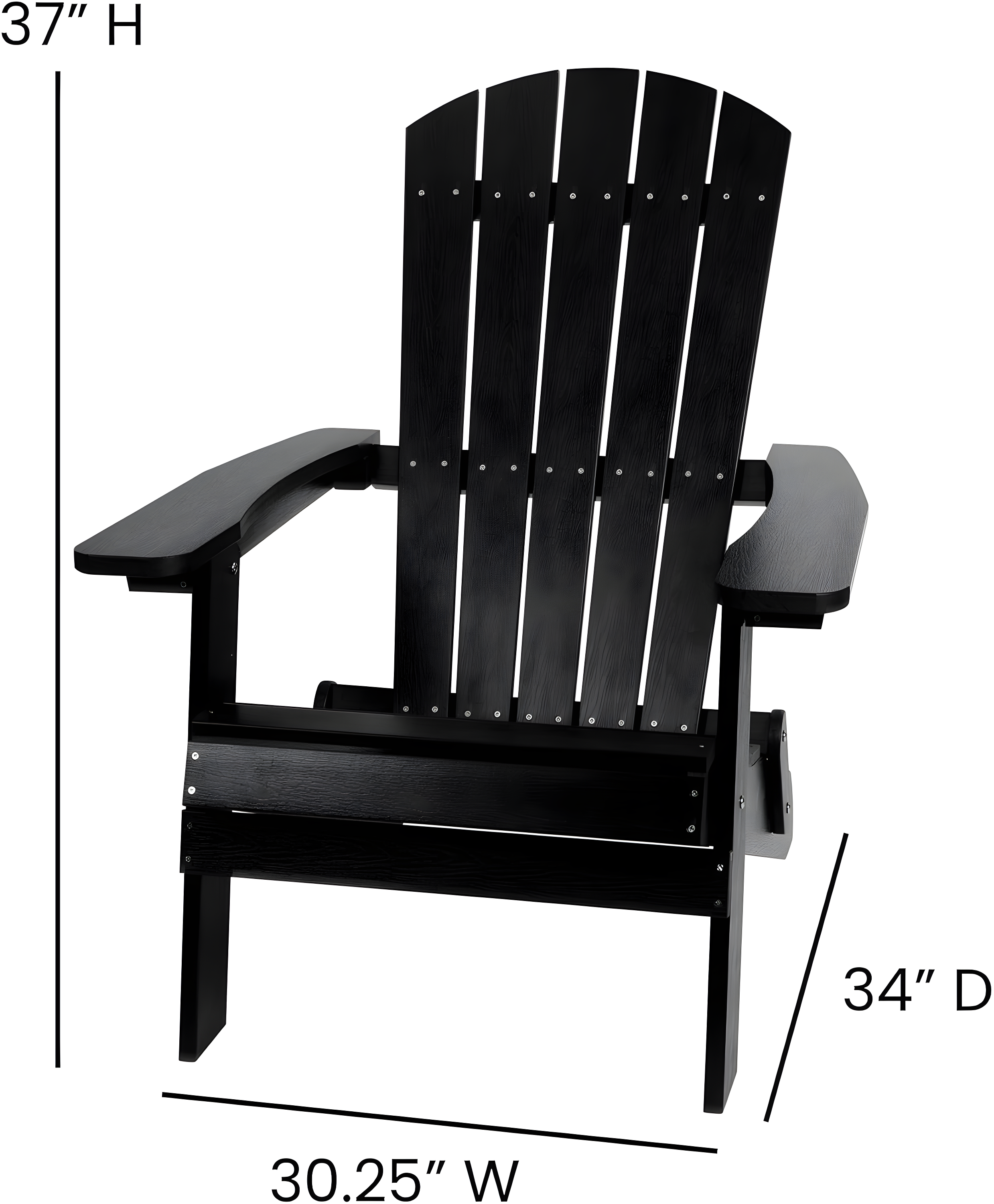 Flash Furniture Charlestown All-Weather Poly Resin Indoor/Outdoor Folding Adirondack Chair in Black