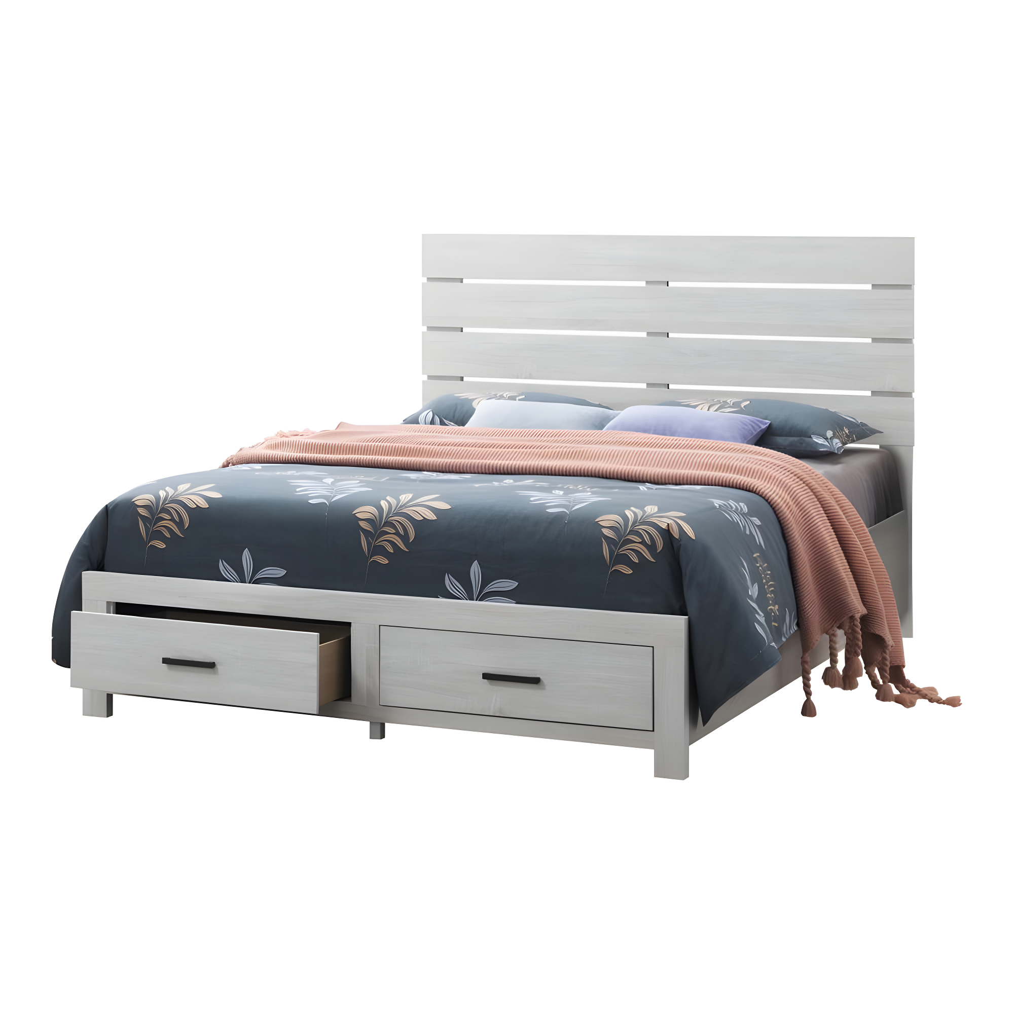 Coaster Brantford Farmhouse Wood Eastern King Storage Bed Coastal White