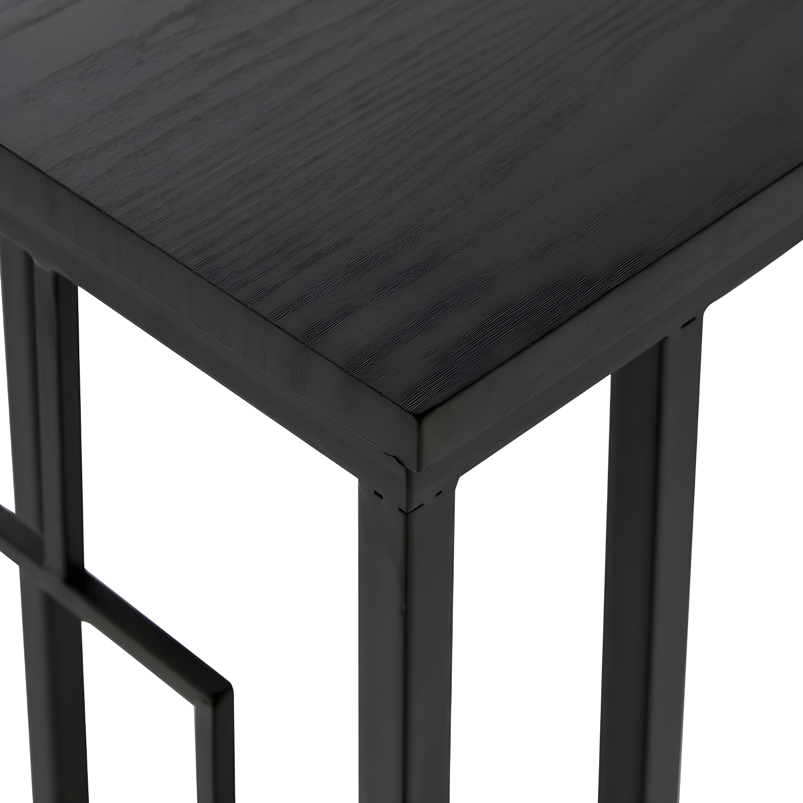 Contemporary Metal and Wood Accent Table Black - Olivia & May: C-Shaped, No Assembly, Iron Frame