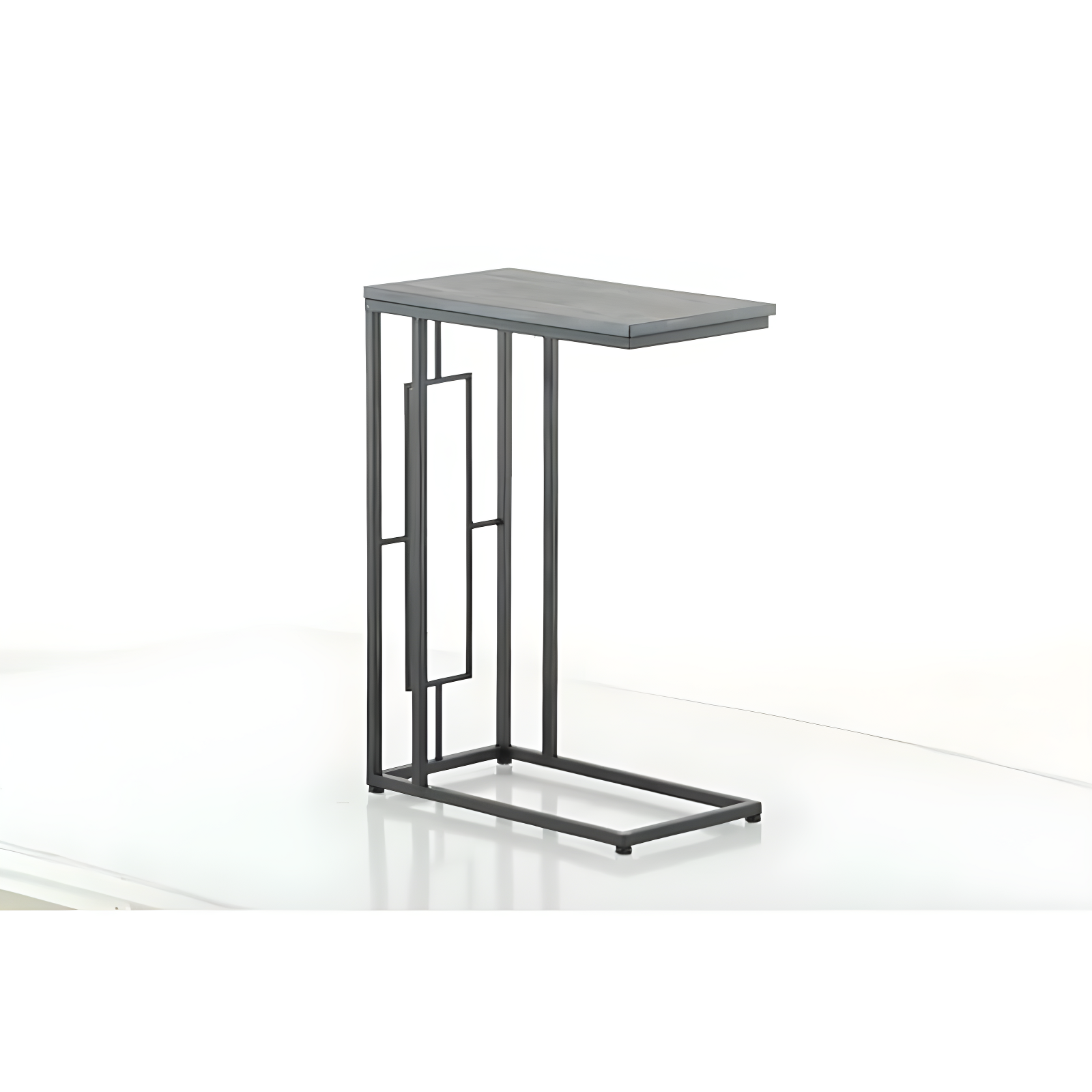 Contemporary Metal and Wood Accent Table Black - Olivia & May: C-Shaped, No Assembly, Iron Frame
