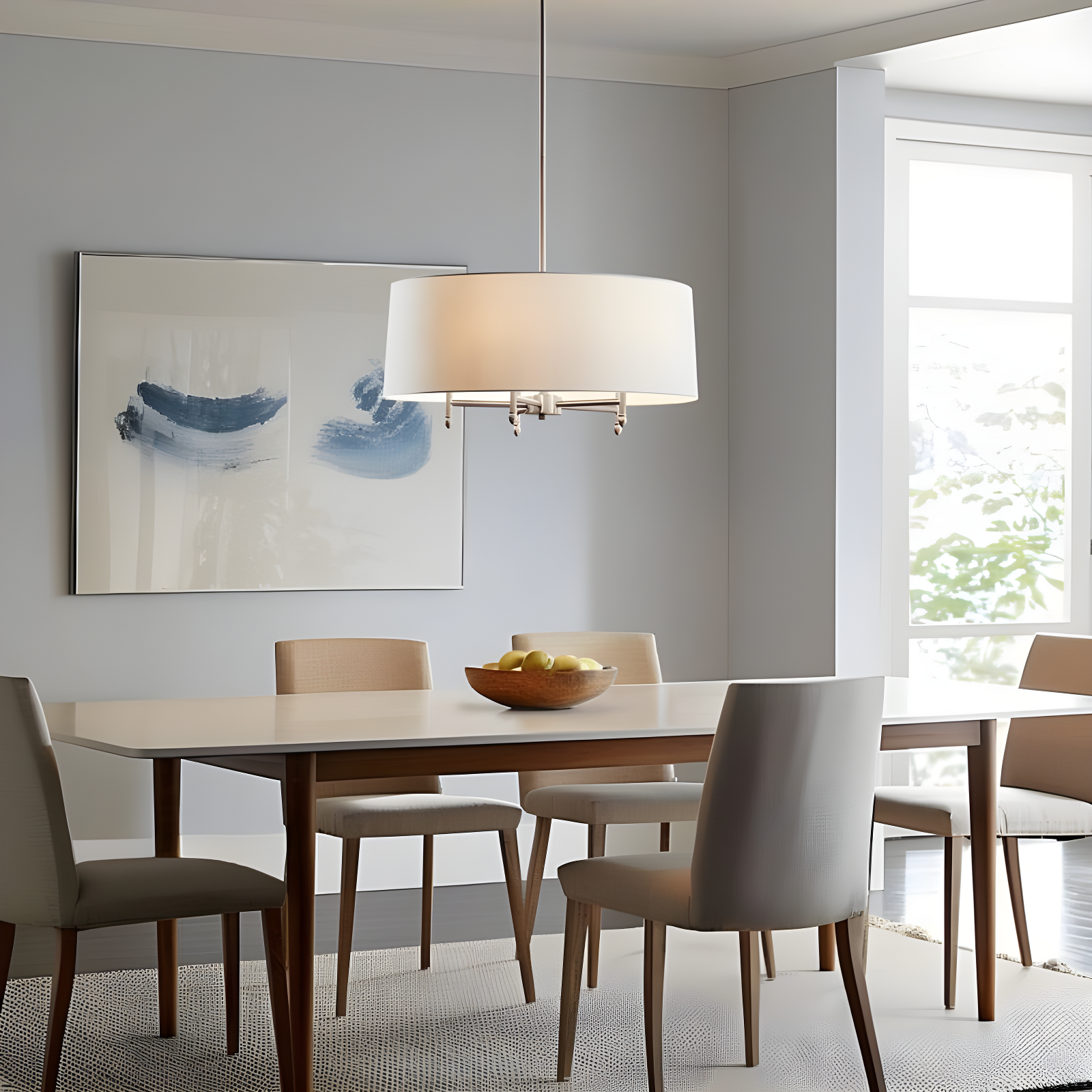 Hampton Hill Presidio 5-Light Dimmable Chandelier with Drum-shaped Fabric Shade & Adjustable Height