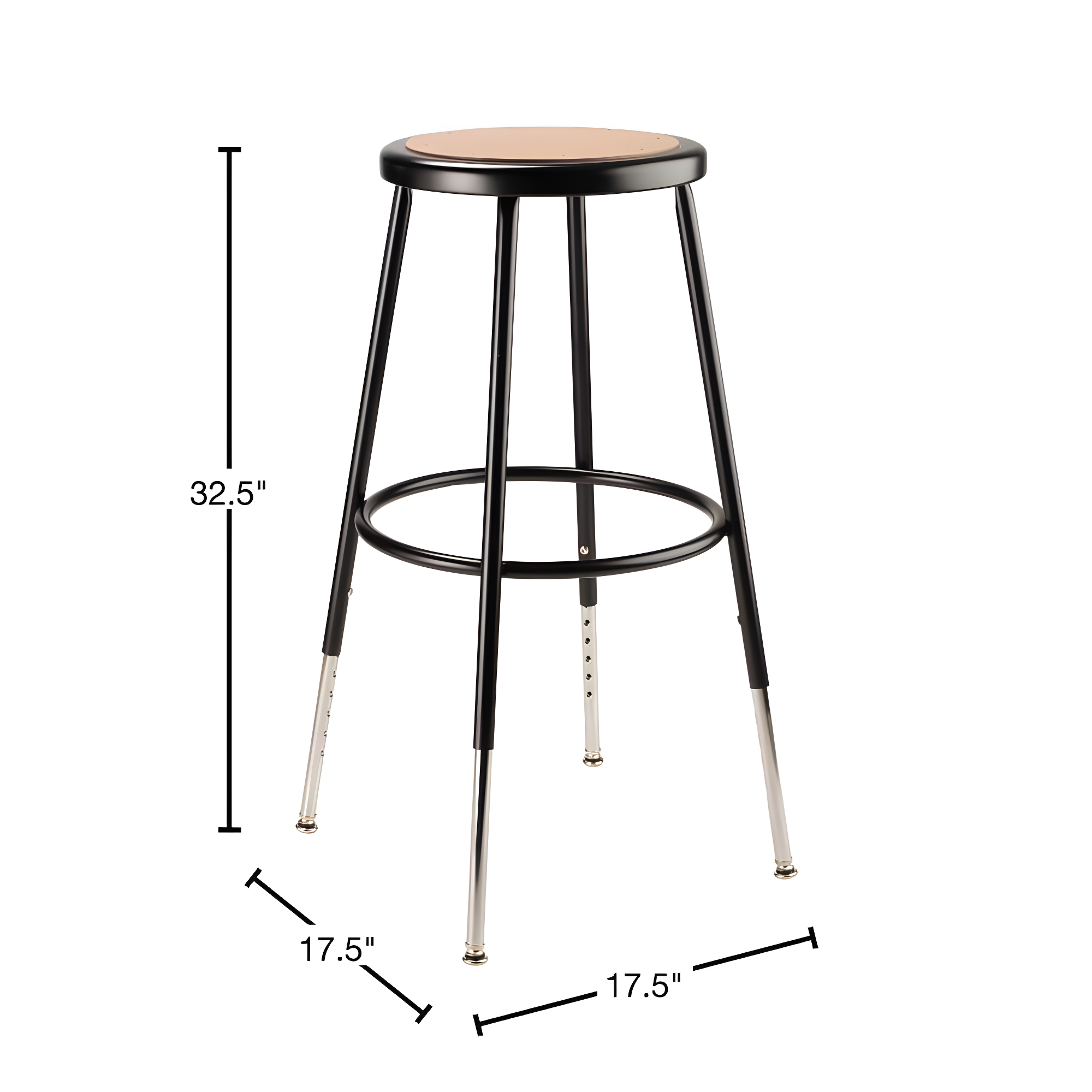 Adjustable Height Ergonomic Lab Stool with Footring (Set of 2)