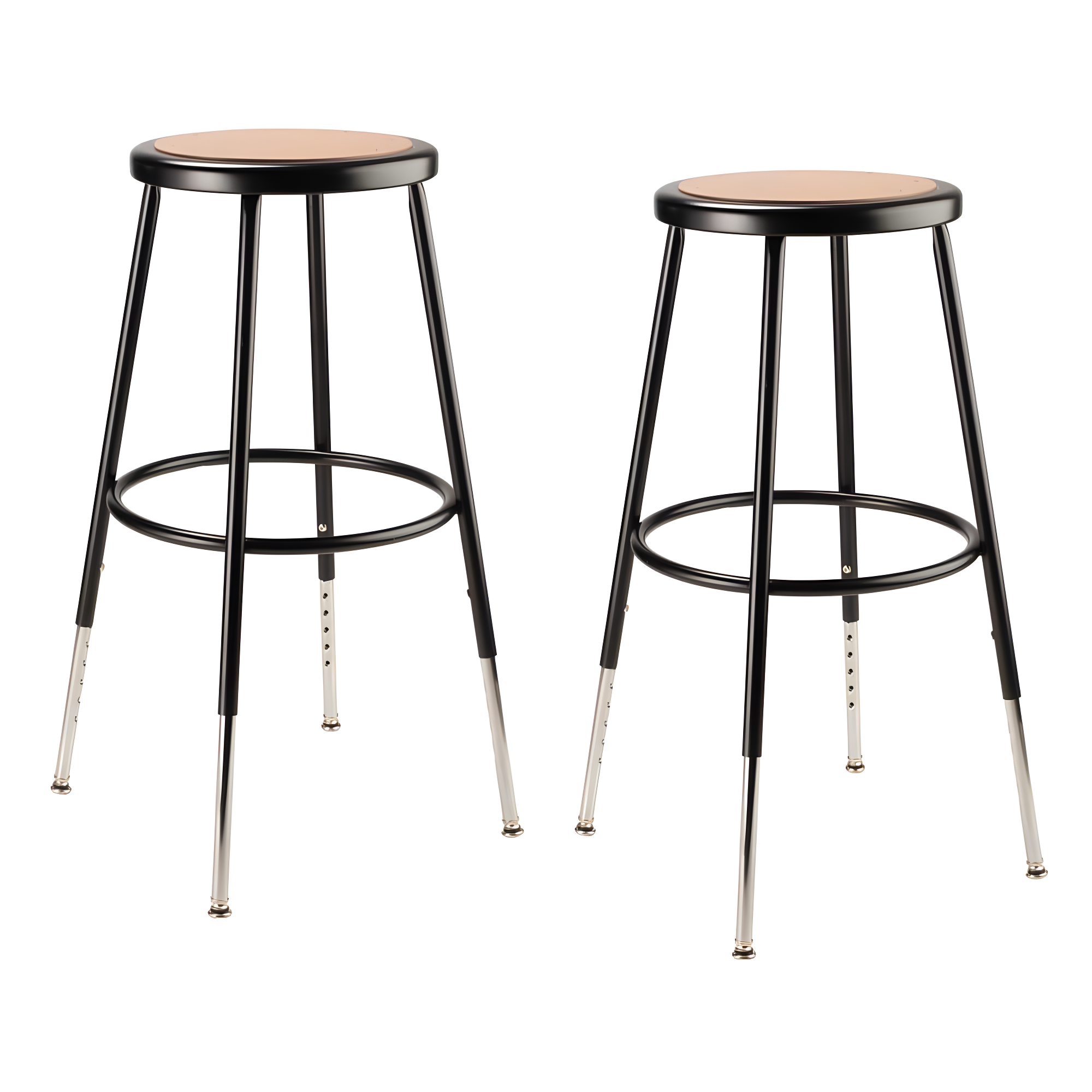 Adjustable Height Ergonomic Lab Stool with Footring (Set of 2)