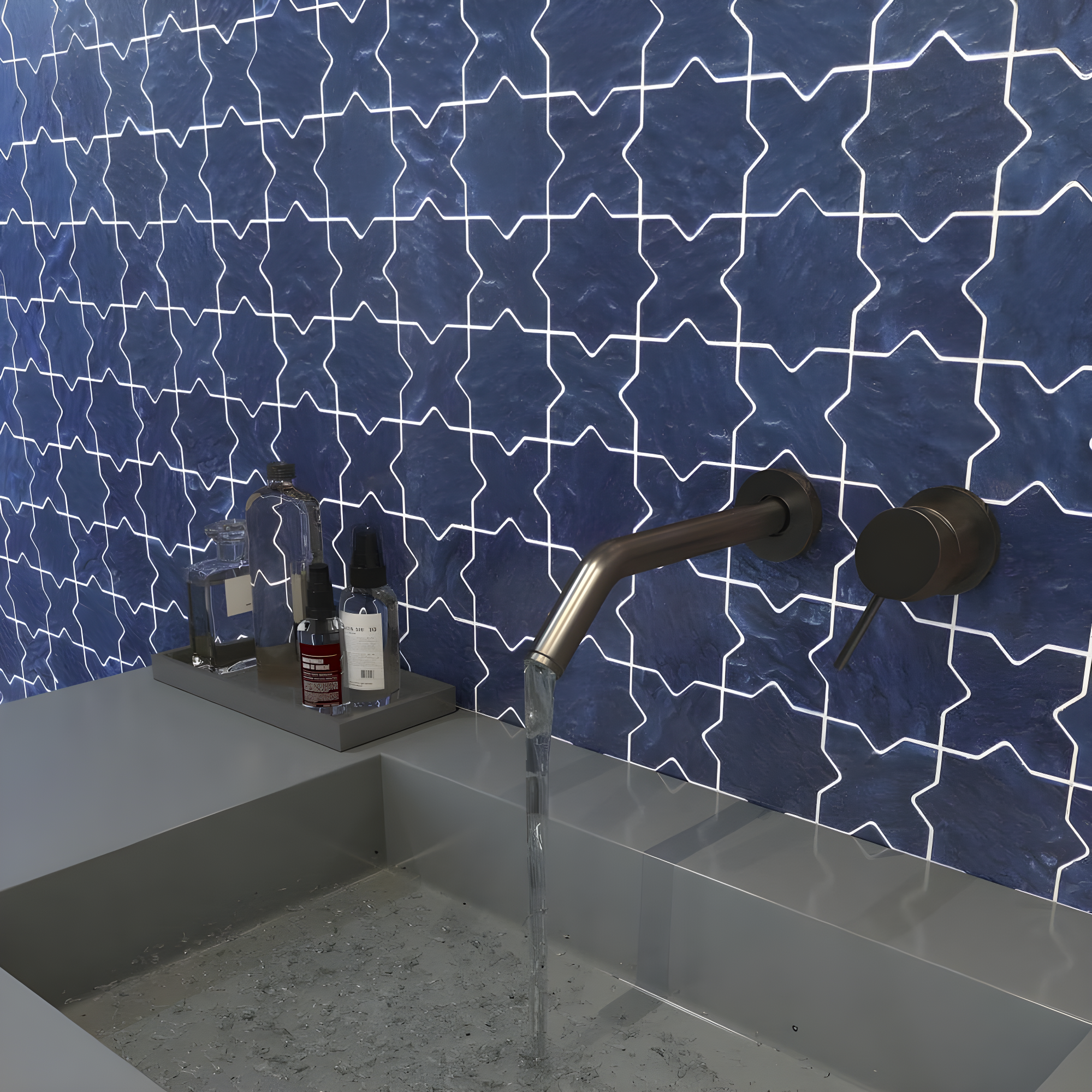 Karma 8.34 In. X 8.34 In. Star Cross Polished Glass Mosaic Wall Tile (0.48 Sq. Ft. / Each)