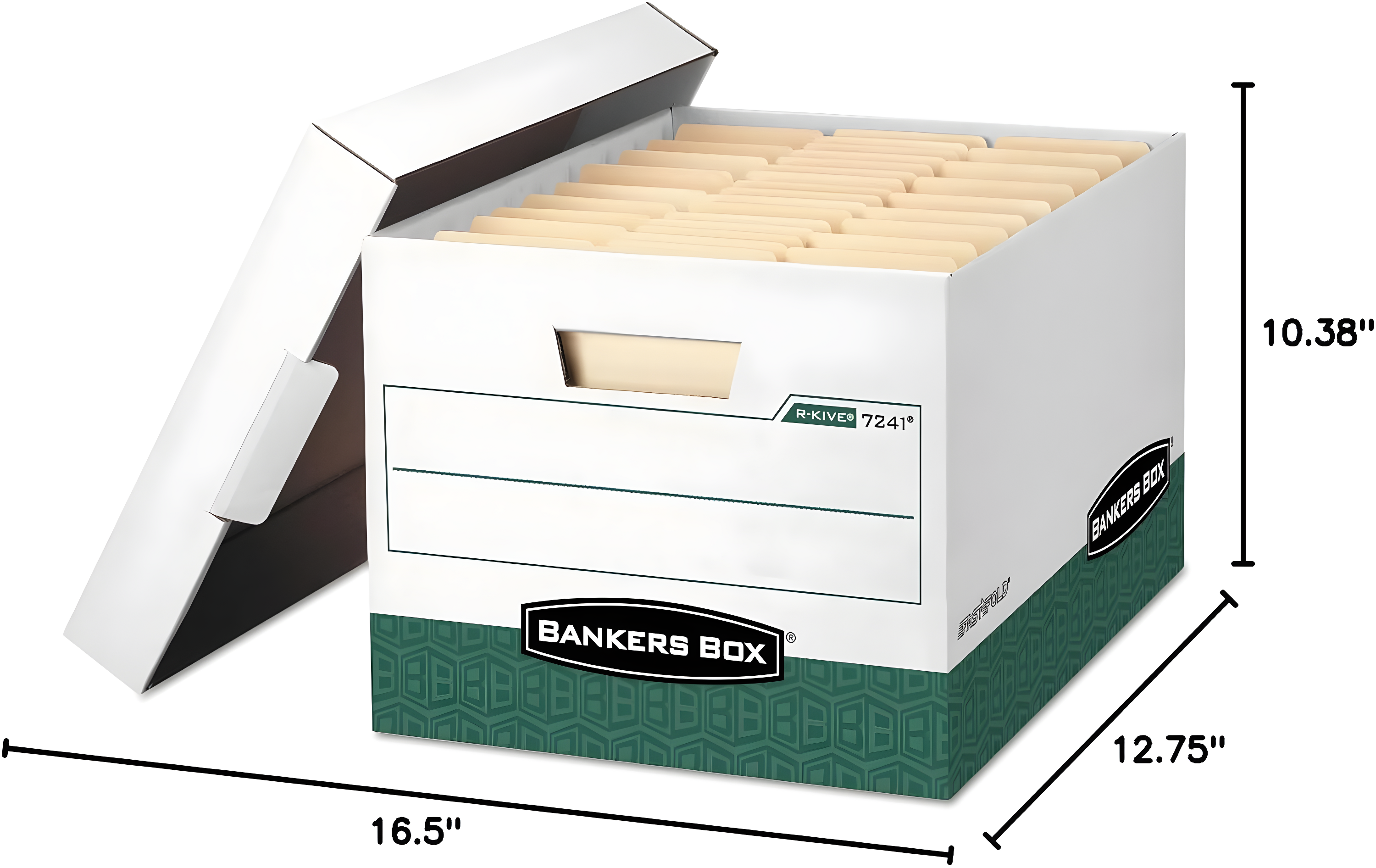 Bankers Box® FastFold Stor/File Lid Box, Legal, 15 x 24 x 10, White/Blue, 4/Ctn