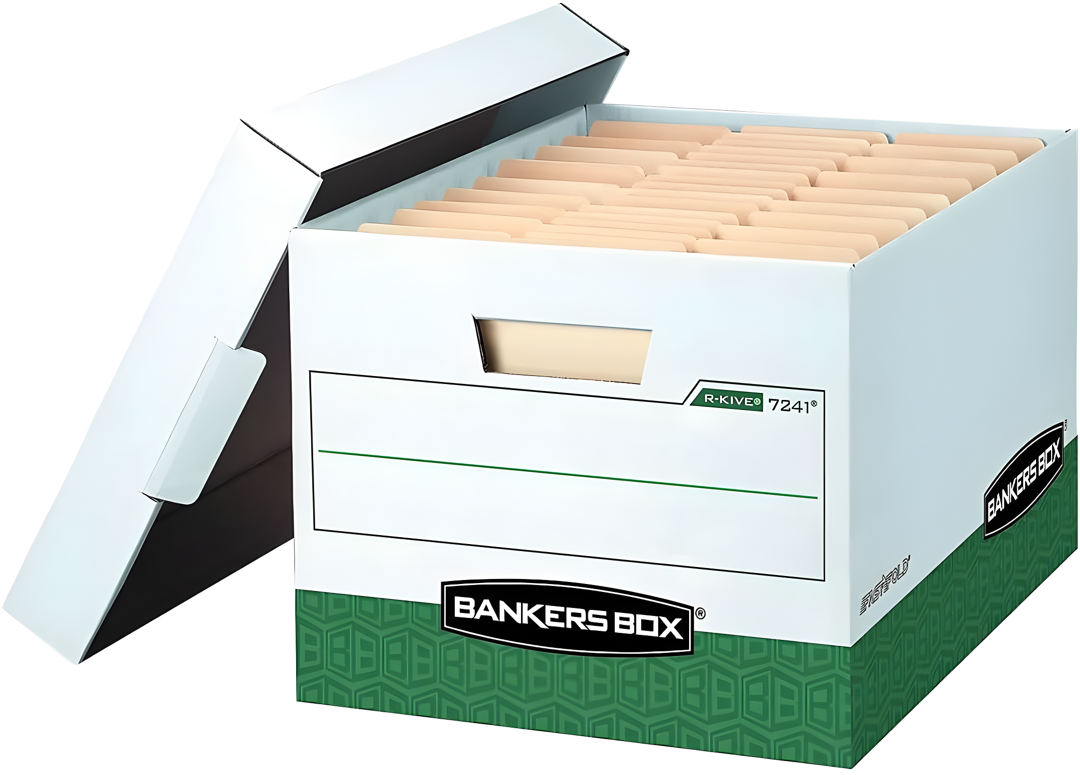 Bankers Box® FastFold Stor/File Lid Box, Legal, 15 x 24 x 10, White/Blue, 4/Ctn