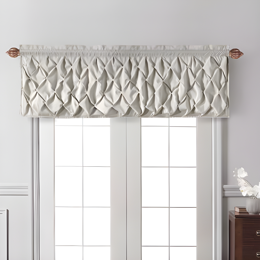 Carmen Solid Pintuck Curtain Valance, 60" x 20"