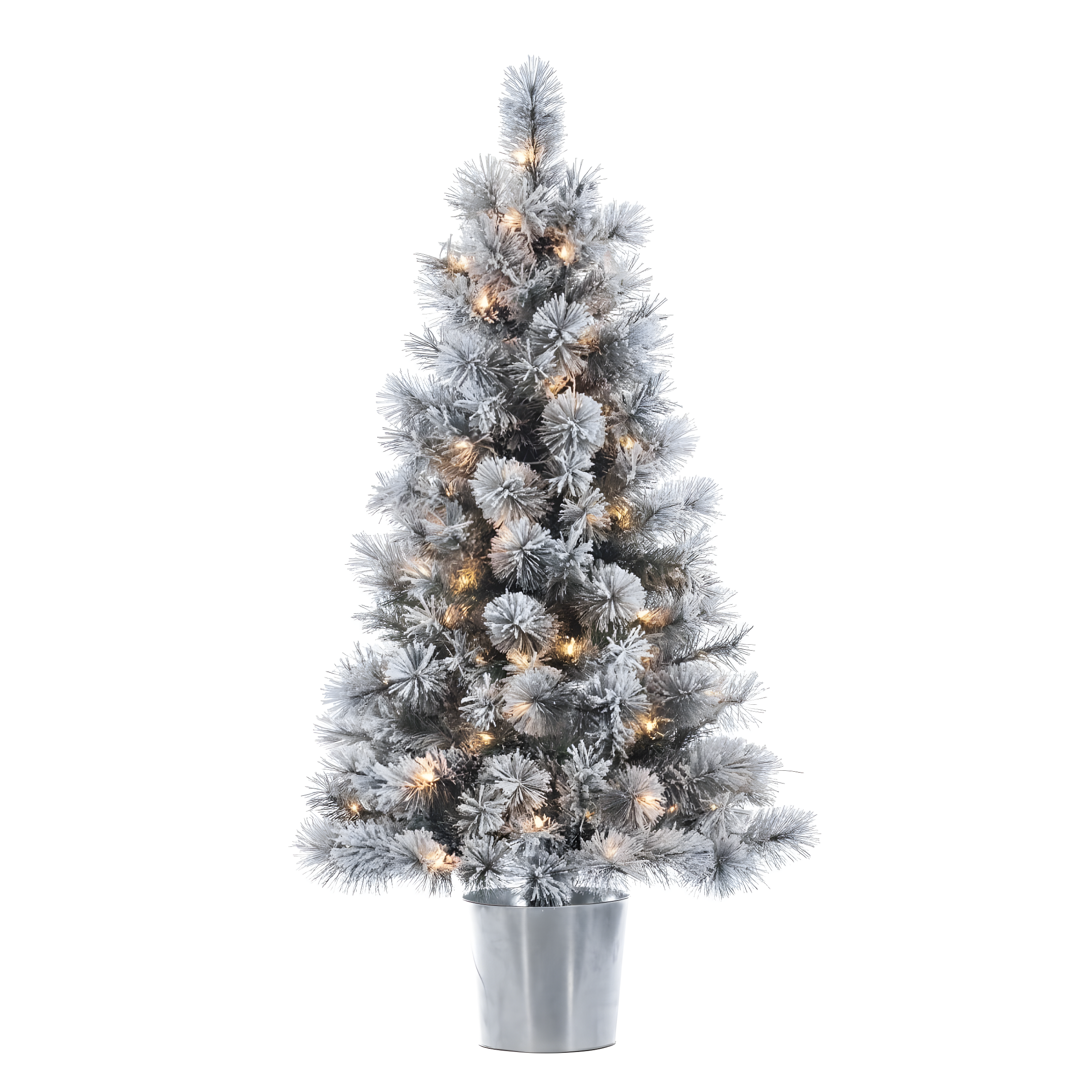 Gerson 4.5 ft. Pre Lit Clear UL Potted Flocked Hard Needle Boise Pine