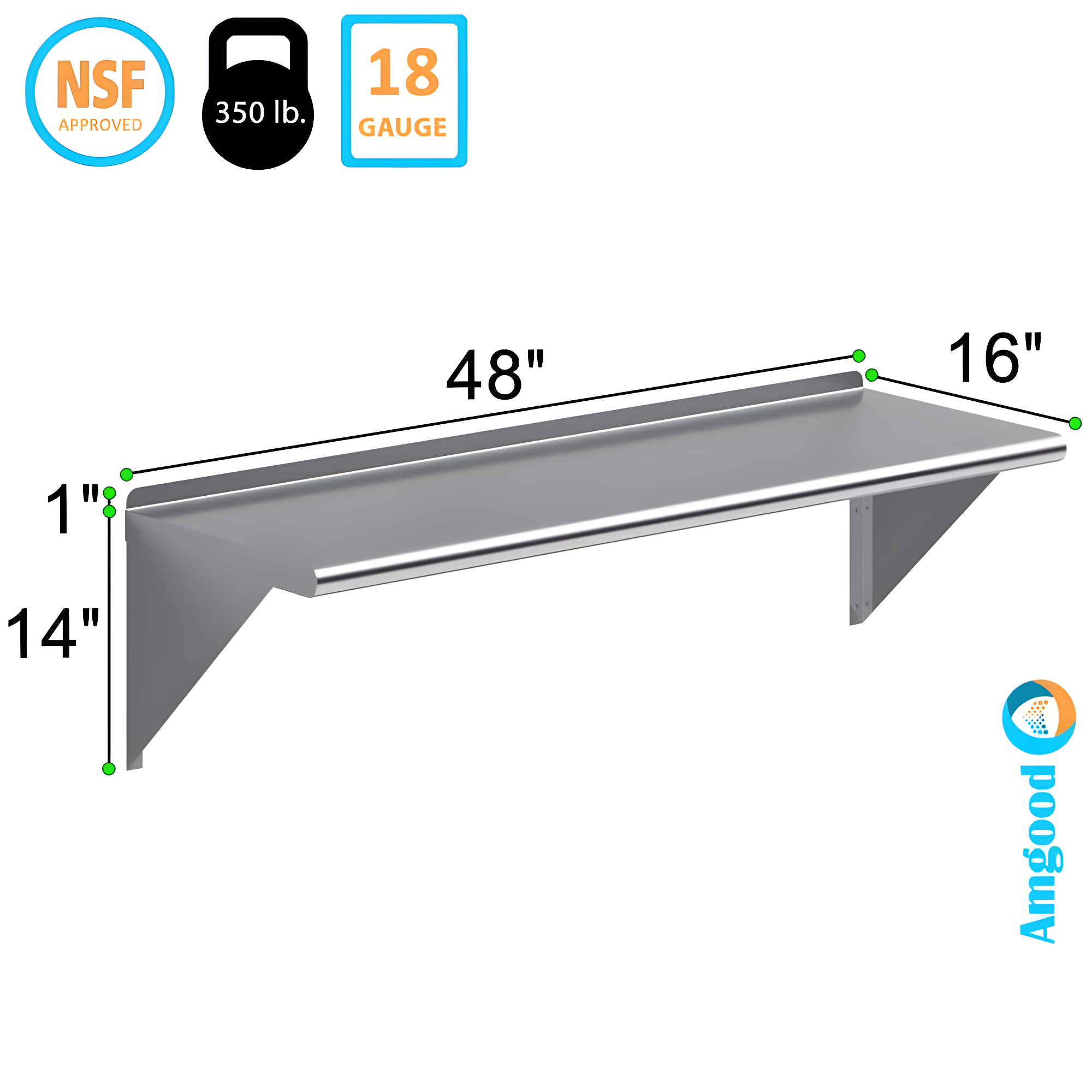 Amgood Utility Metal Wall Shelf.
