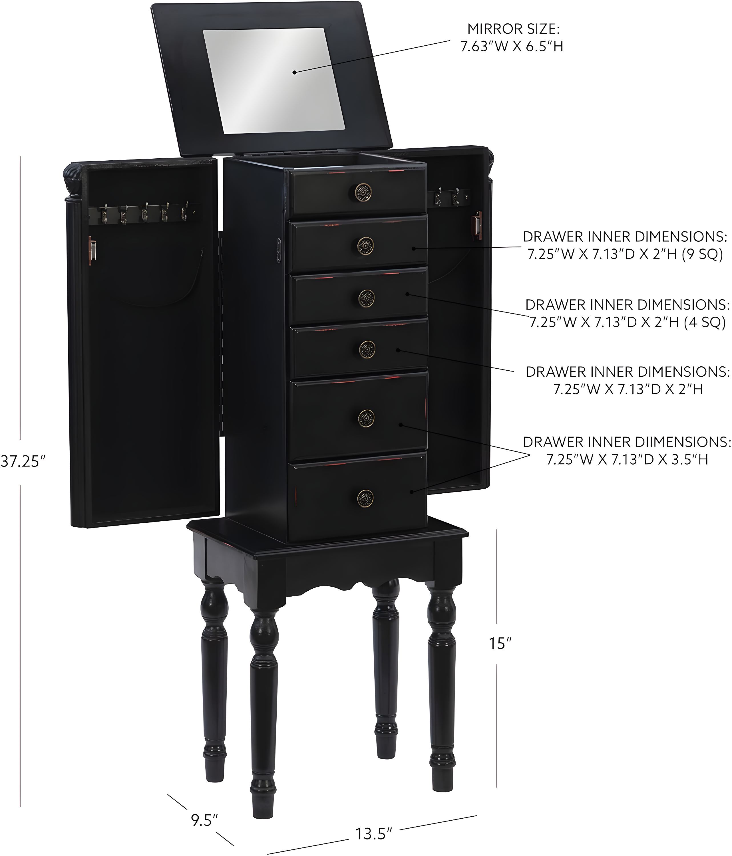Powell Traditional Ebony Jewelry Armoire