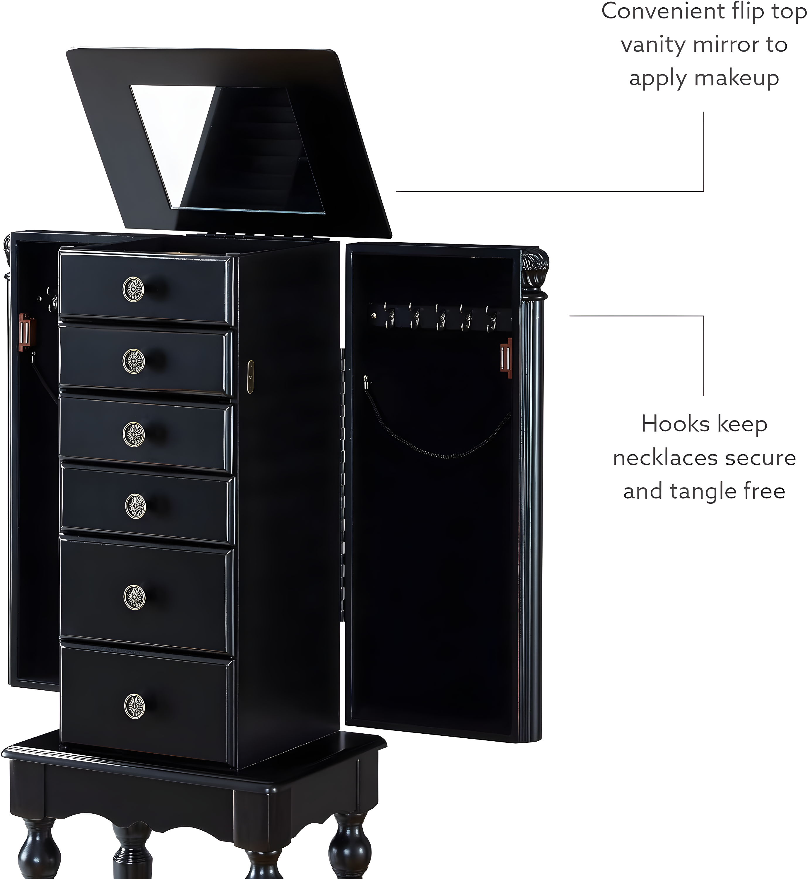 Powell Traditional Ebony Jewelry Armoire