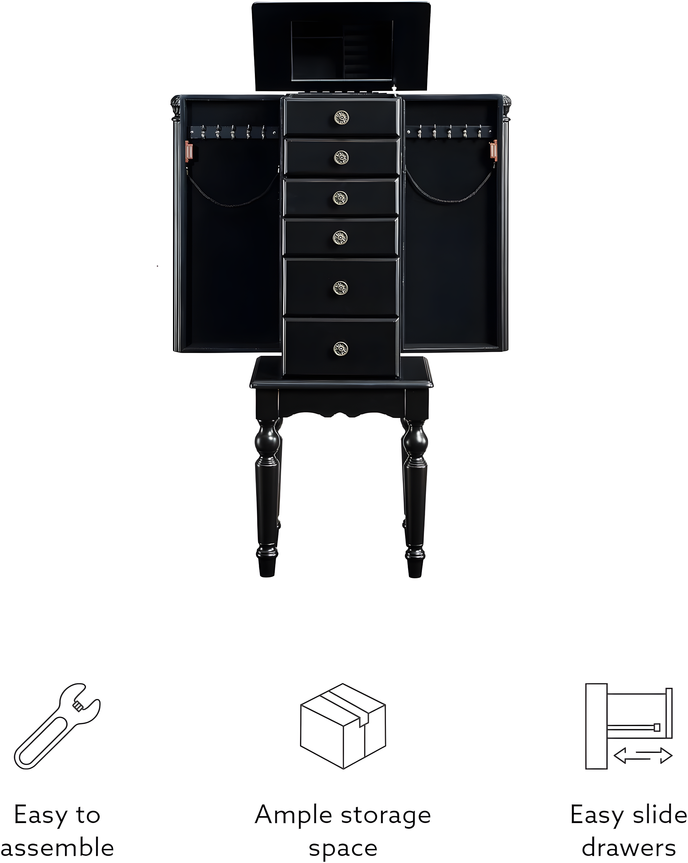 Powell Traditional Ebony Jewelry Armoire