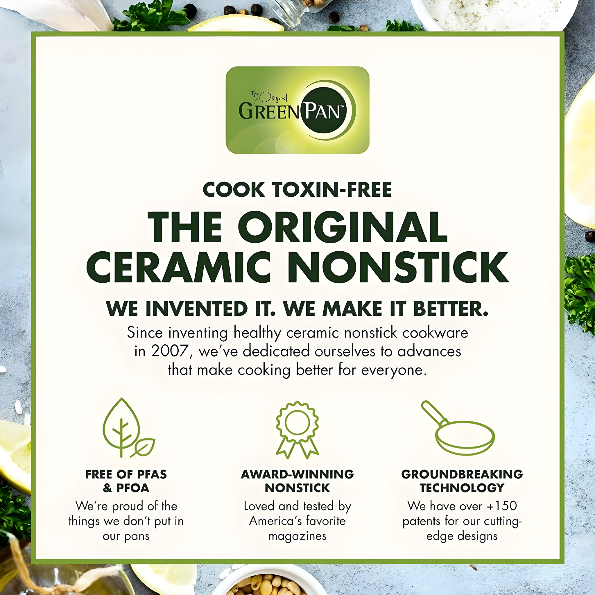 GreenPan GreenPan Chatham Healthy Ceramic Non-stick Covered Saucepan, 3 Quart, Gray