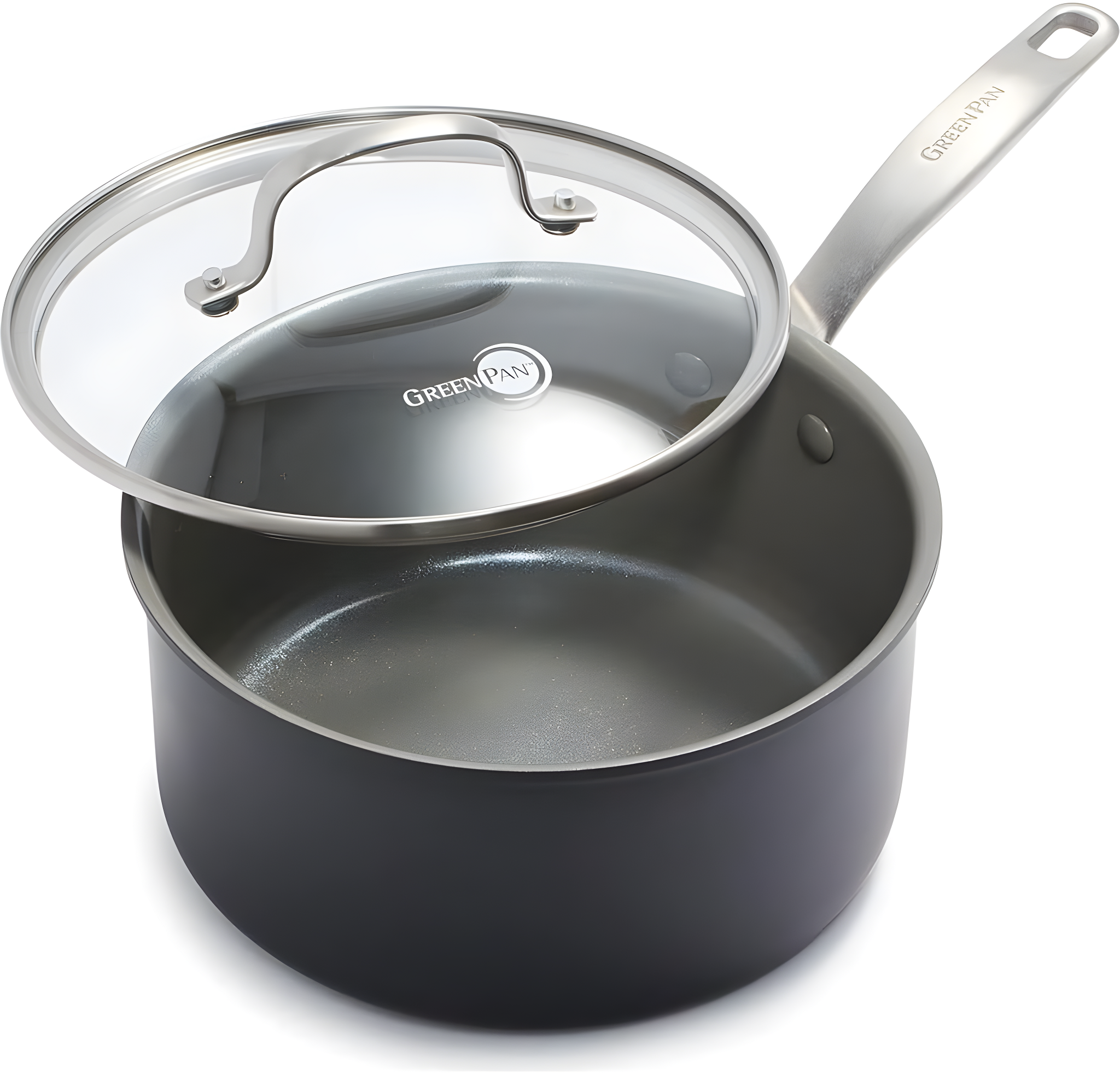 GreenPan GreenPan Chatham Healthy Ceramic Non-stick Covered Saucepan, 3 Quart, Gray