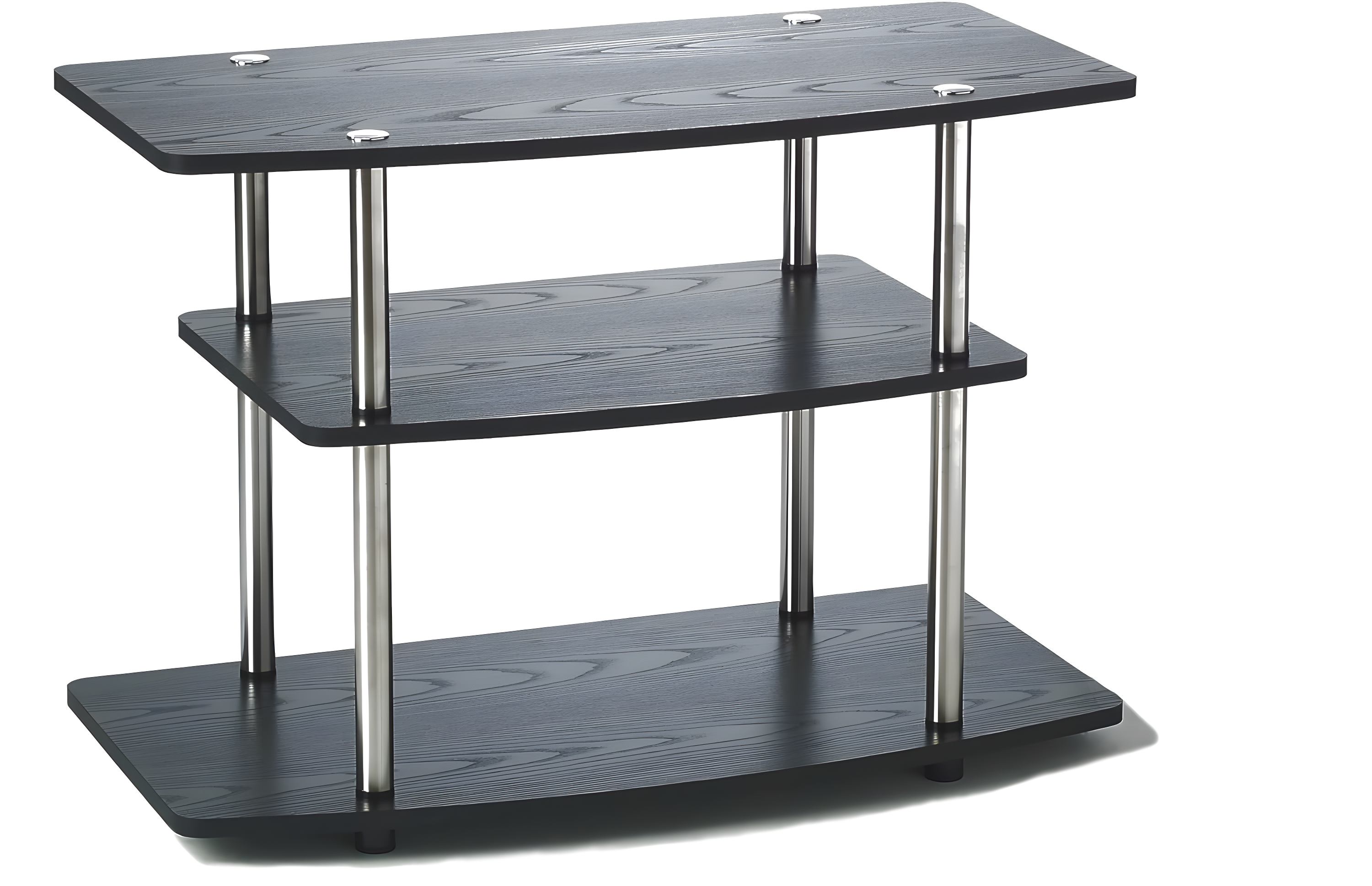 Convenience Concepts Designs2Go Three-Tier TV Stand in Black Wood Finish