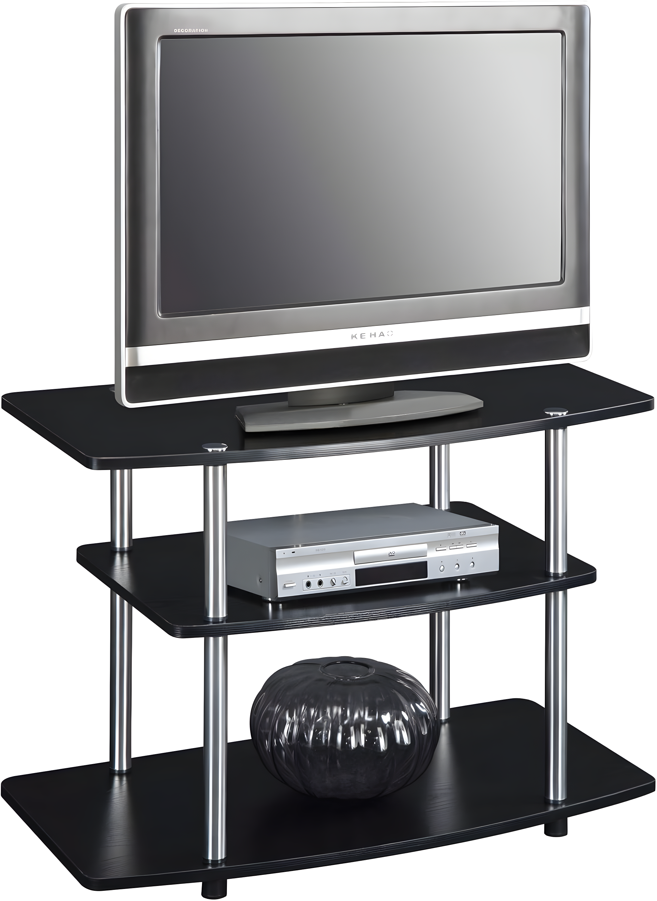 Convenience Concepts Designs2Go Three-Tier TV Stand in Black Wood Finish