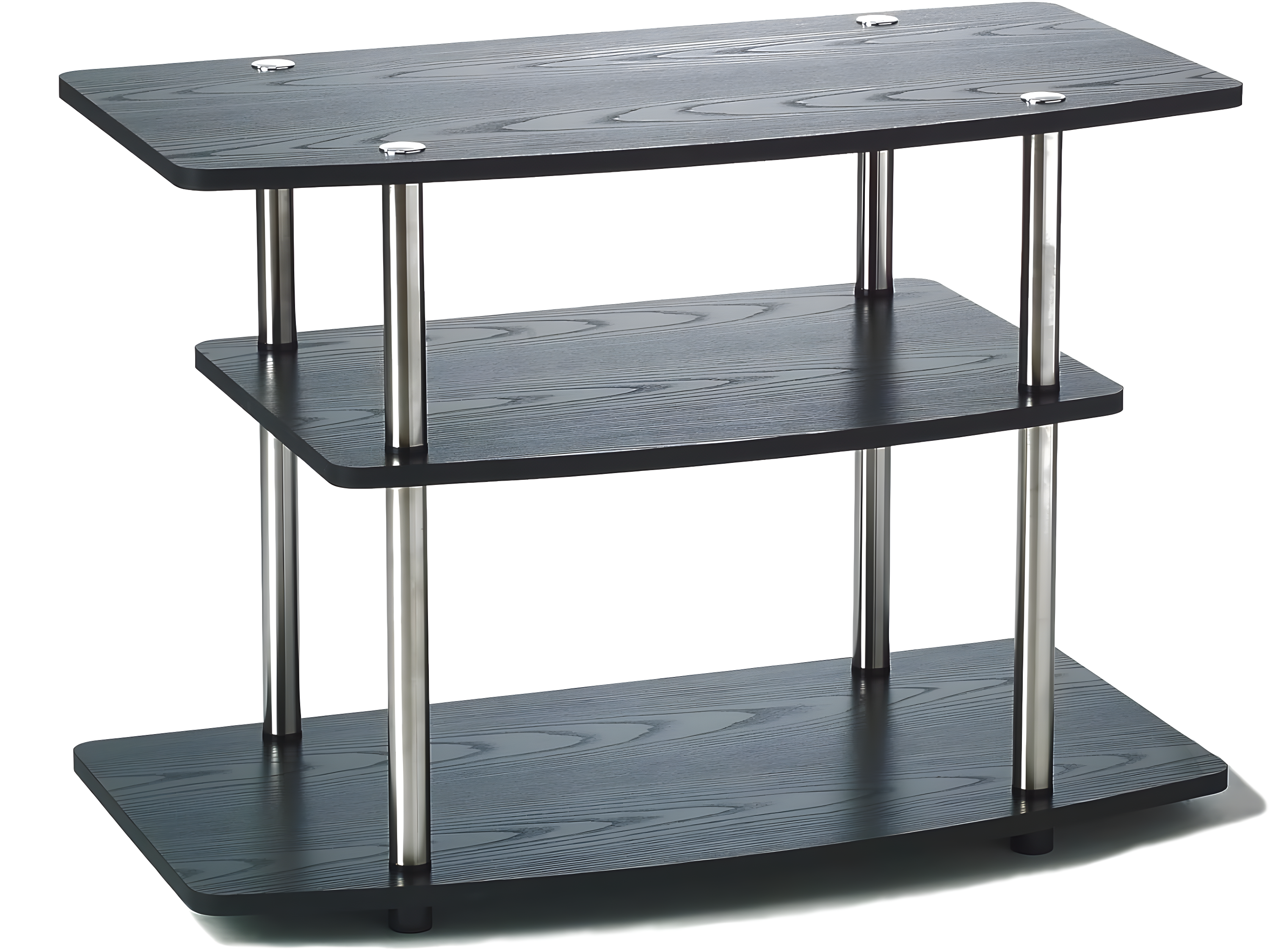 Convenience Concepts Designs2Go Three-Tier TV Stand in Black Wood Finish