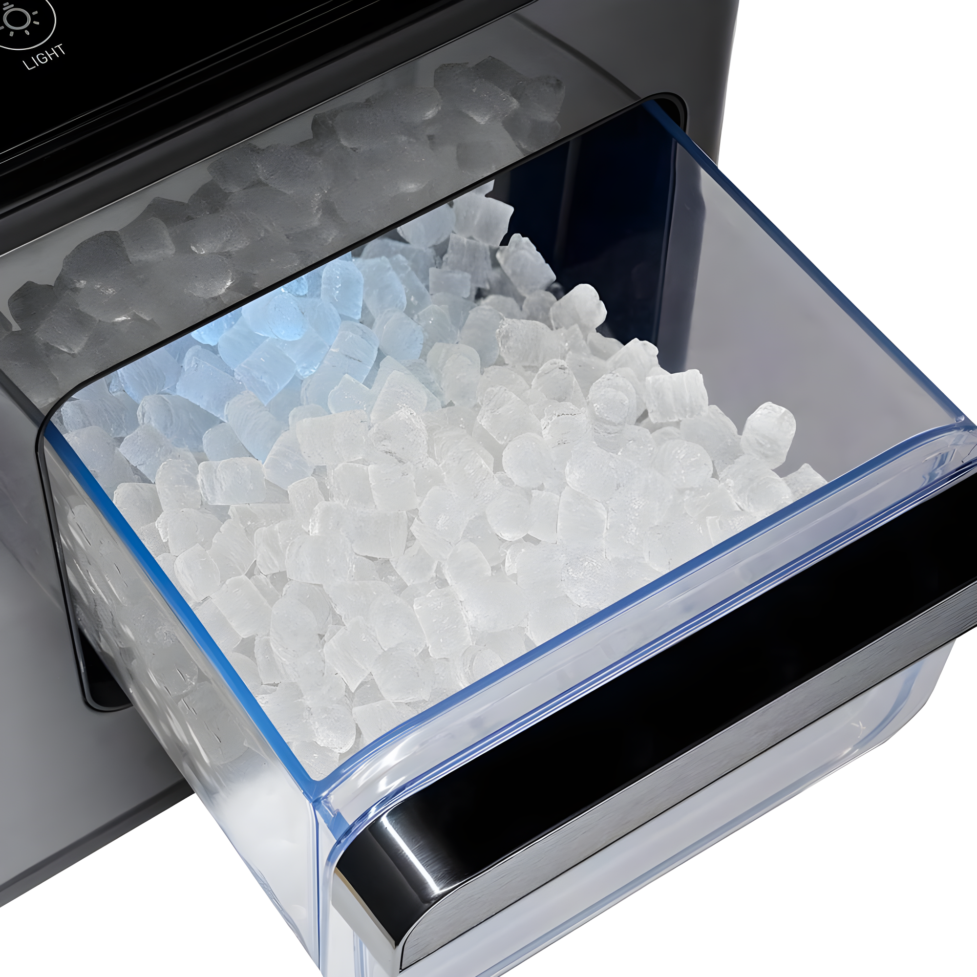Luma Nugget Countertop Ice Maker, 44 lbs in 24 hours, Black Stainless Steel Ice Machine