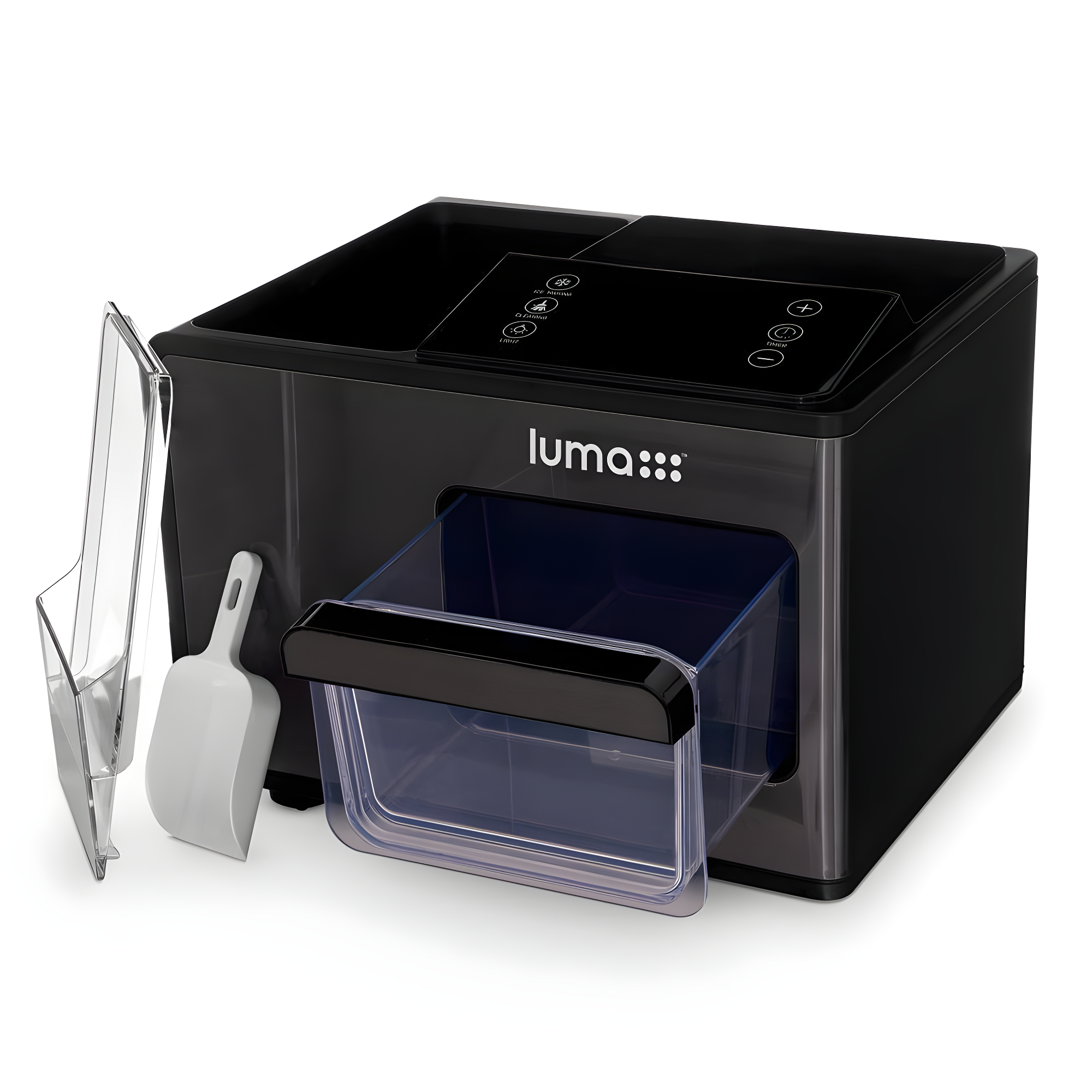 Luma Nugget Countertop Ice Maker, 44 lbs in 24 hours, Black Stainless Steel Ice Machine