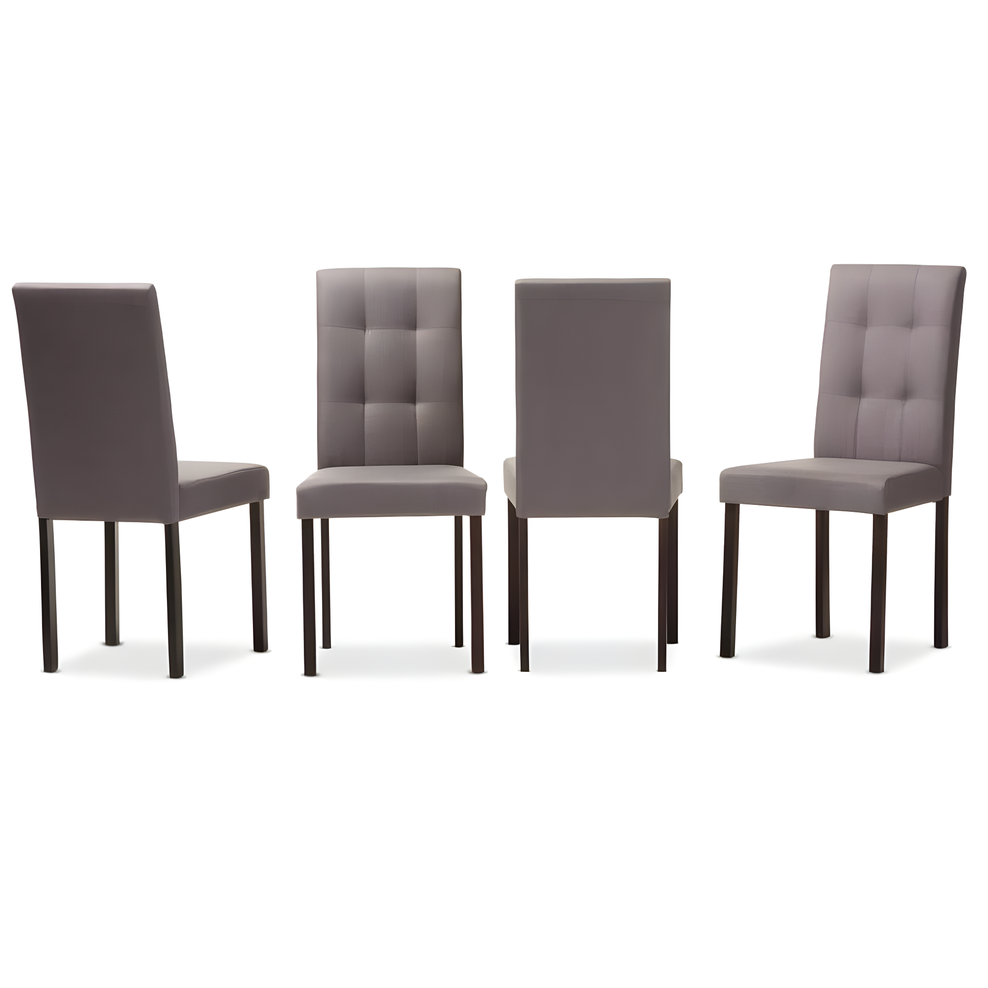 Set of 4 Andrew Modern & Contemporary Fabric Upholstered Grid-tufting Dining Chairs Gray - Baxton Studio: Chic Design, Polyester, Rubberwood Legs