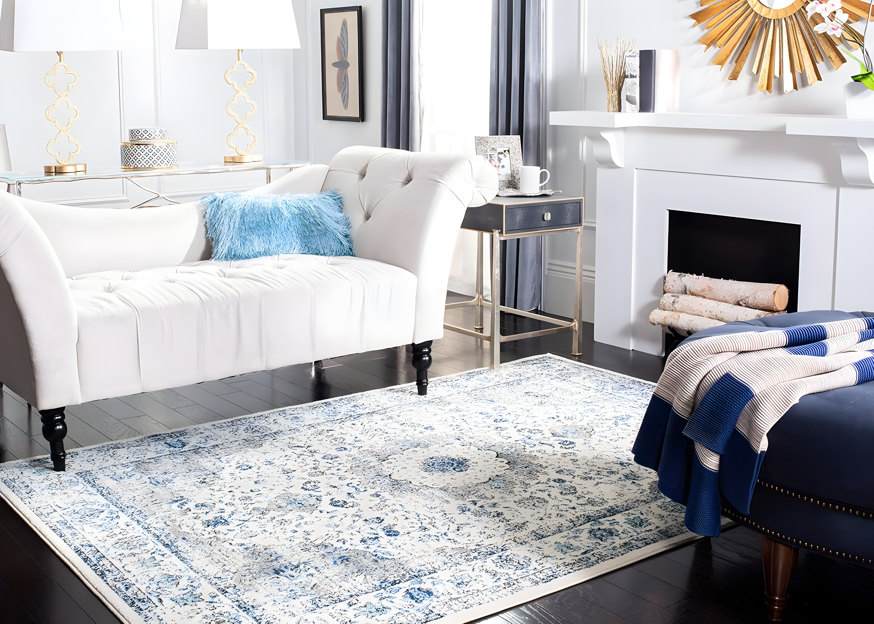 Evoke EVK220 Power Loomed Area Rug - Ivory/Grey - 6'7"x6'7" - Safavieh.