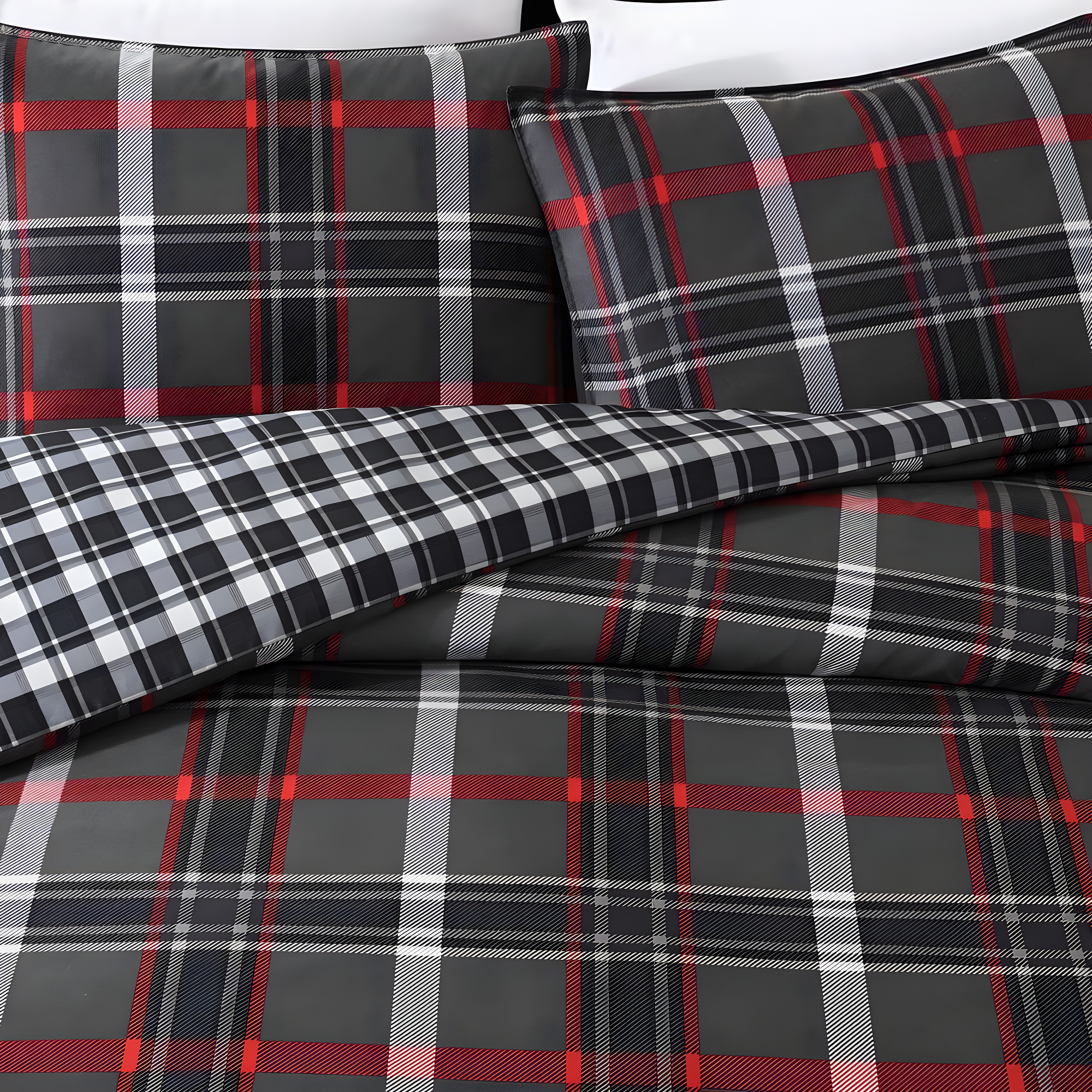 Eddie Bauer Eddie Bauer Willow Plaid Reversible Grey Duvet Cover Set