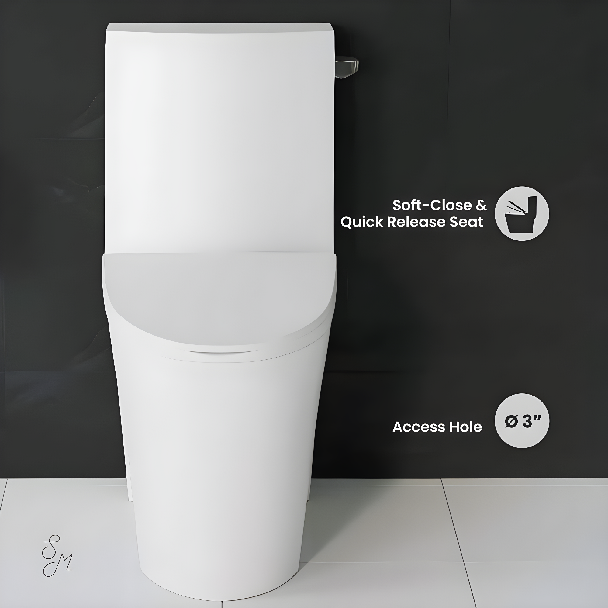St. Tropez One Piece Elongated Toilet Dual Vortex Flush 1.28 gpf