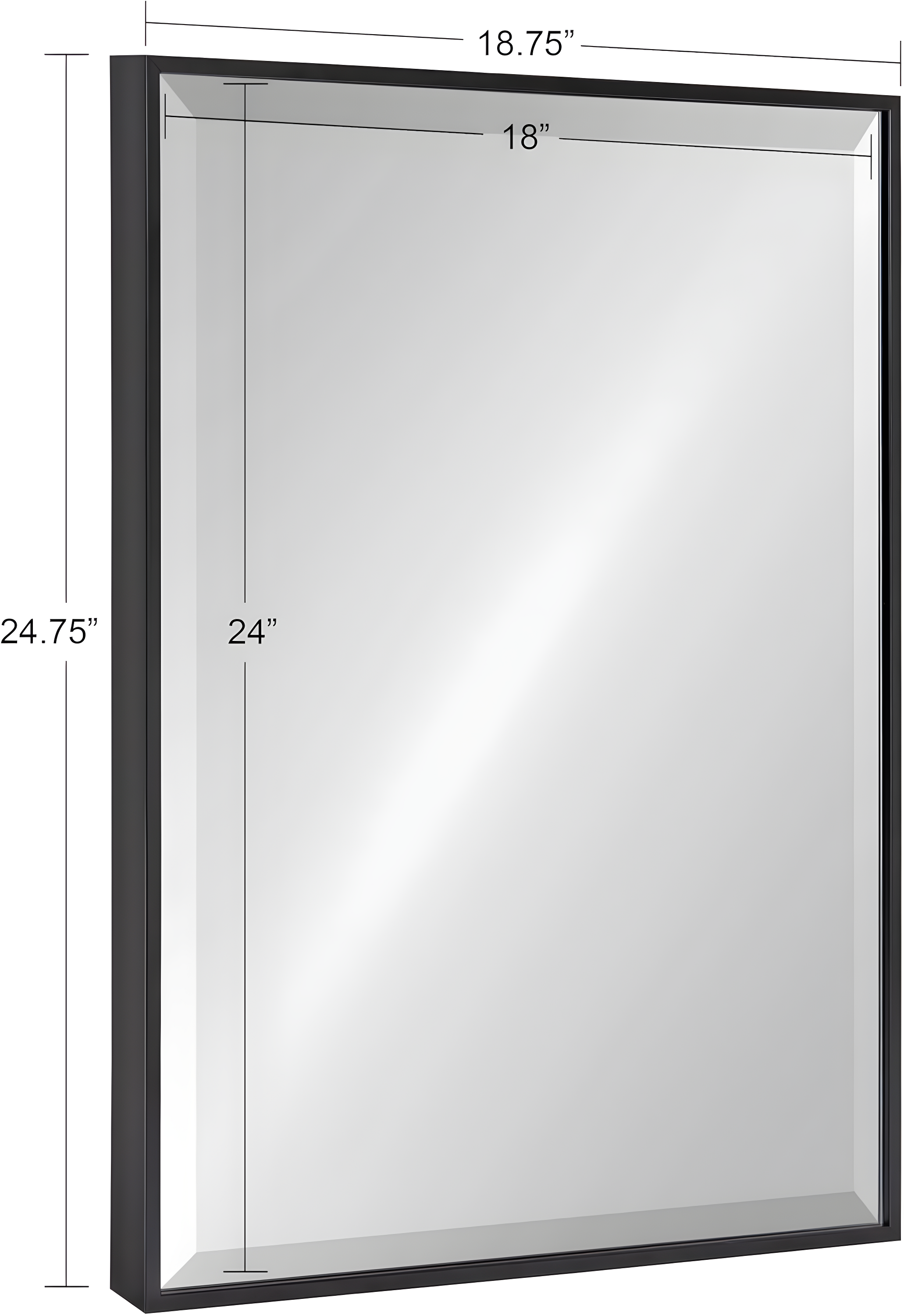 18.7" x 24.7" Rhodes Rectangle Wall Mirror Black - Kate & Laurel All Things Decor: Beveled, Plastic Frame, Easy to Hang