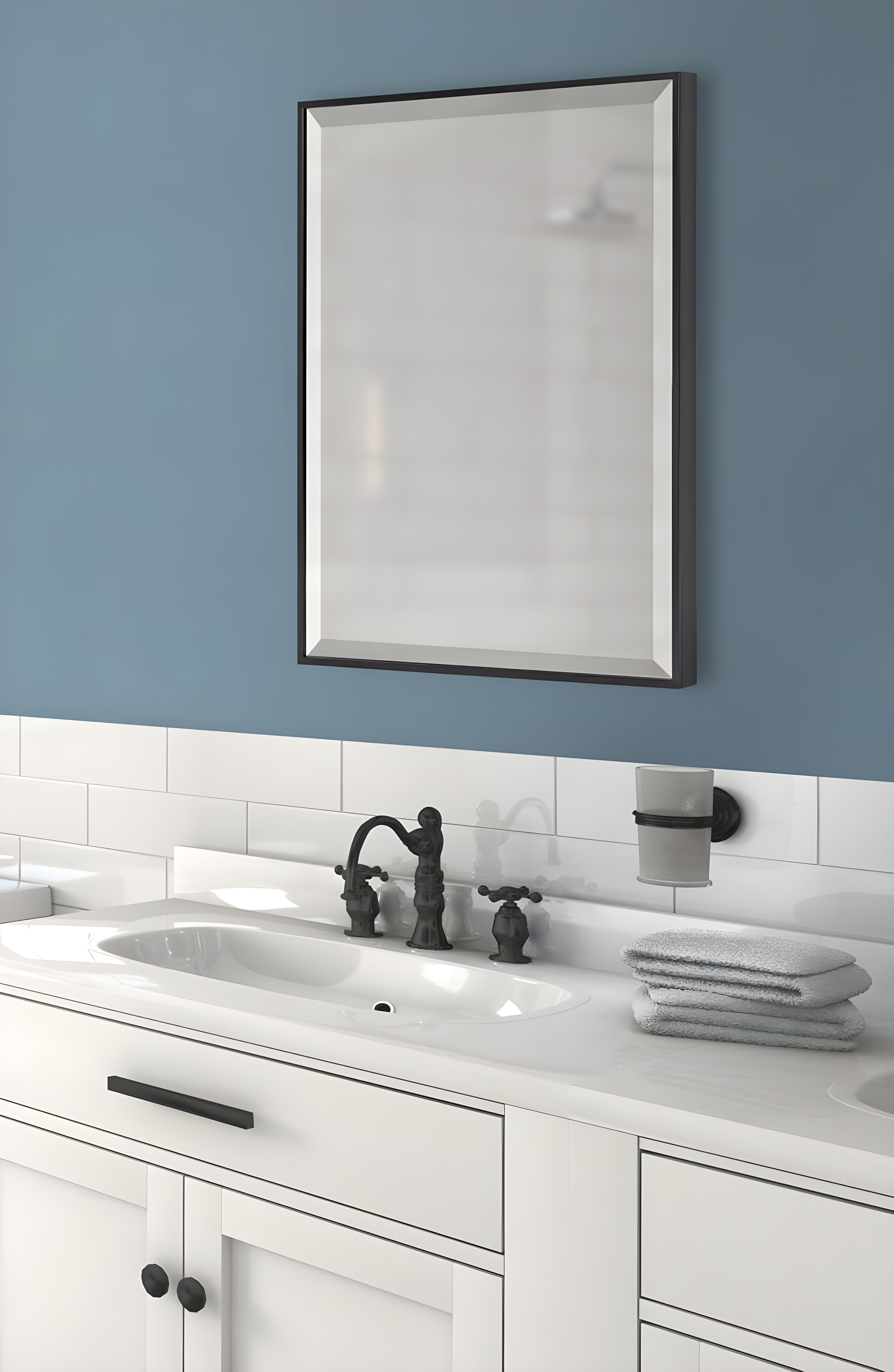 18.7" x 24.7" Rhodes Rectangle Wall Mirror Black - Kate & Laurel All Things Decor: Beveled, Plastic Frame, Easy to Hang