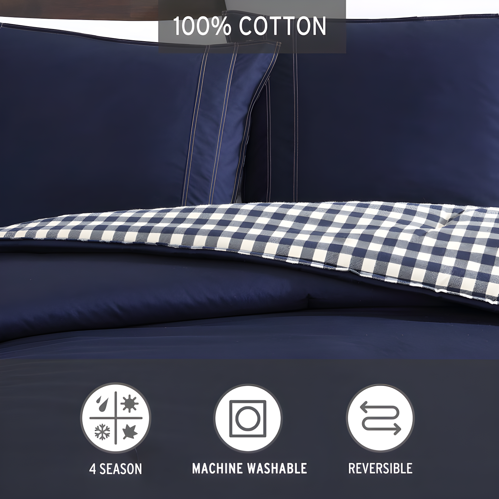 Eddie Bauer Eddie Bauer Kingston Navy Cotton Reversible Comforter Set