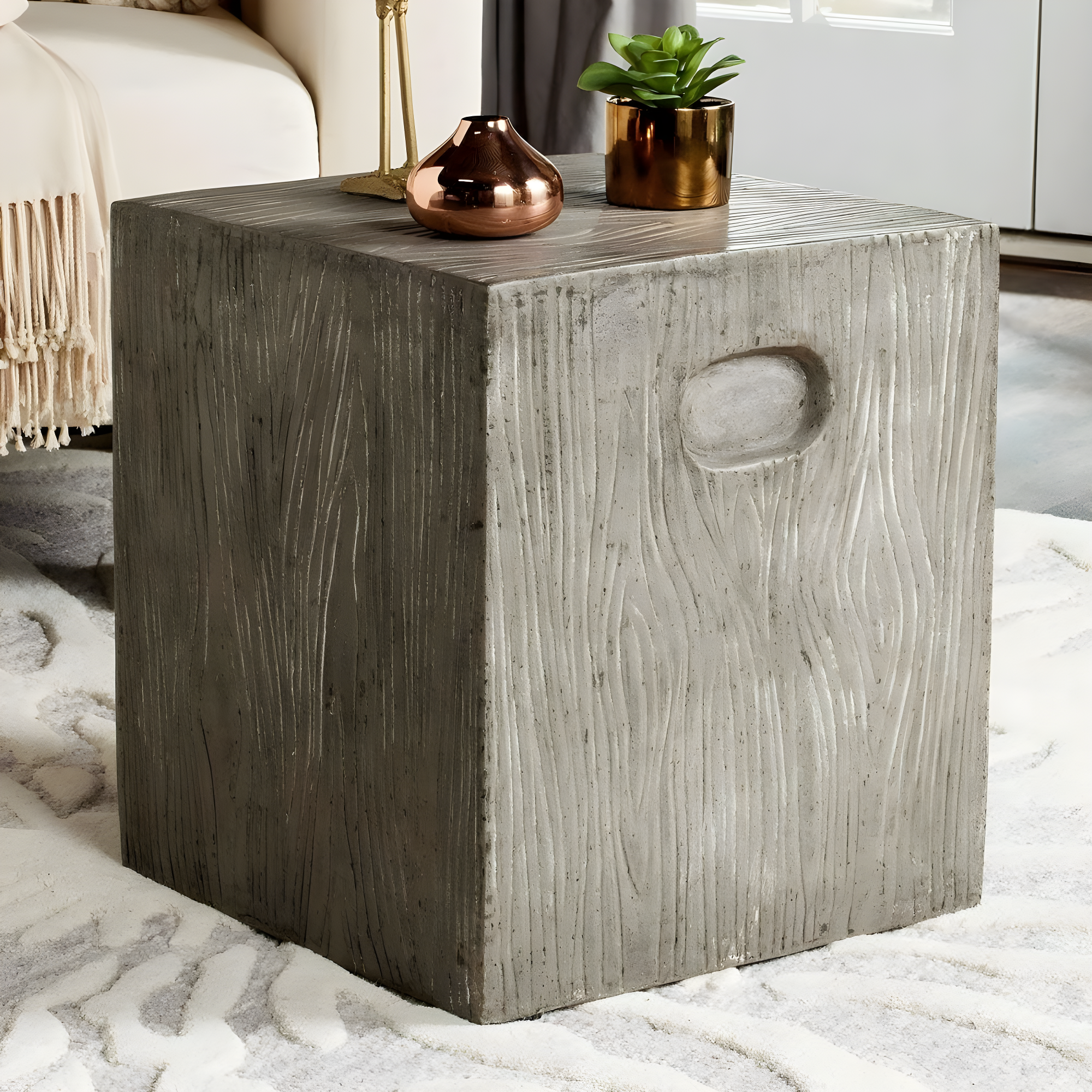 Cube Accent Stool - Indoor/Outdoor - VNN1003 - Gray - Safavieh