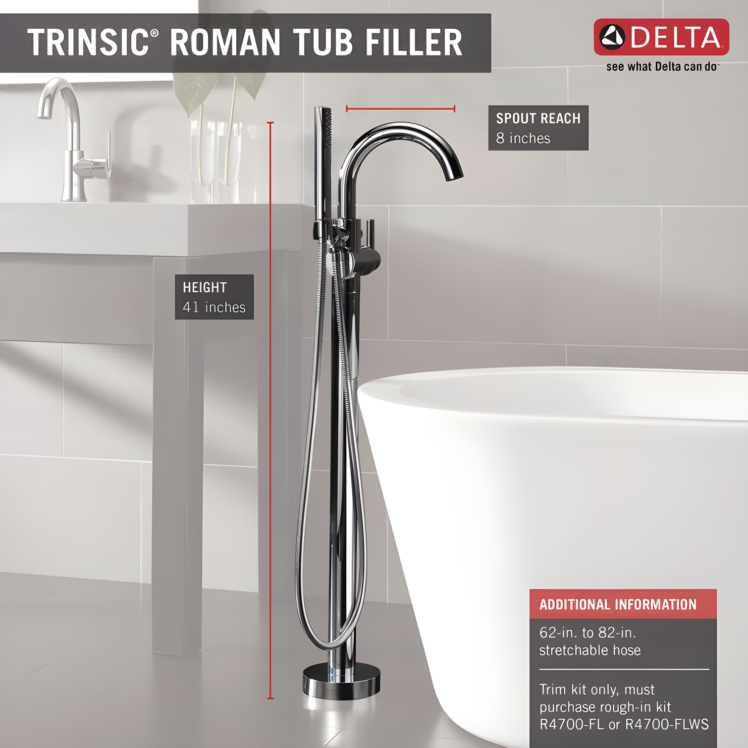 Trinsic Single Handle Floor Mounted Freestanding Tub Filler