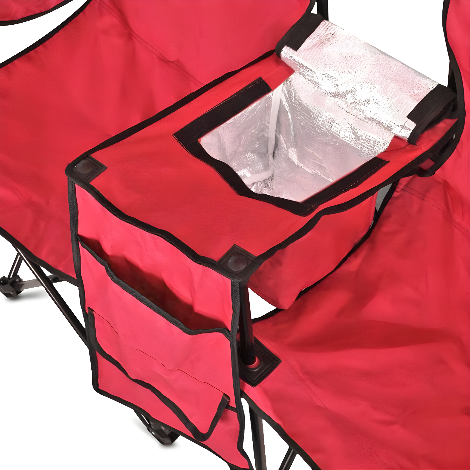 GoTeam Portable Double Folding Chair w/Removable Umbrella, Cooler Bag and Carry Case - Red