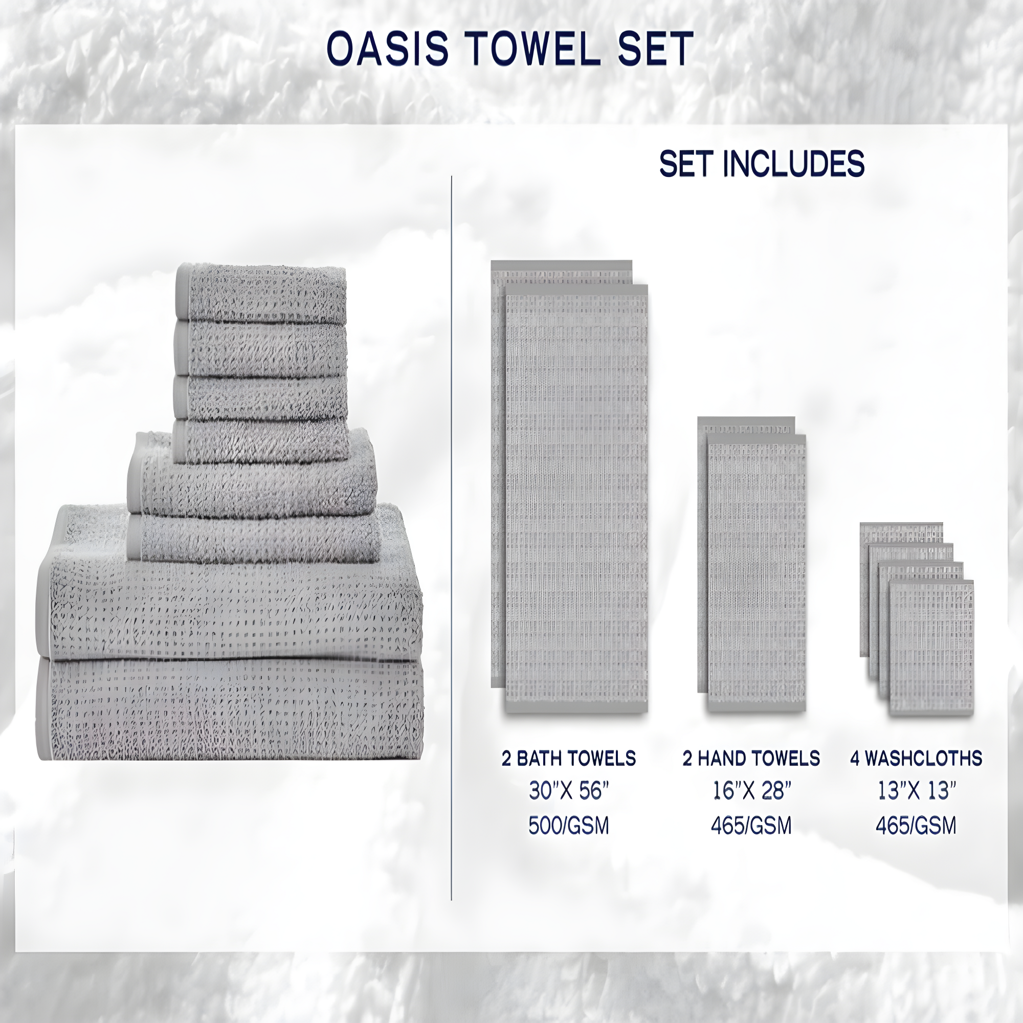 Nautica Oasis 8 Piece 100% Cotton Towel Set