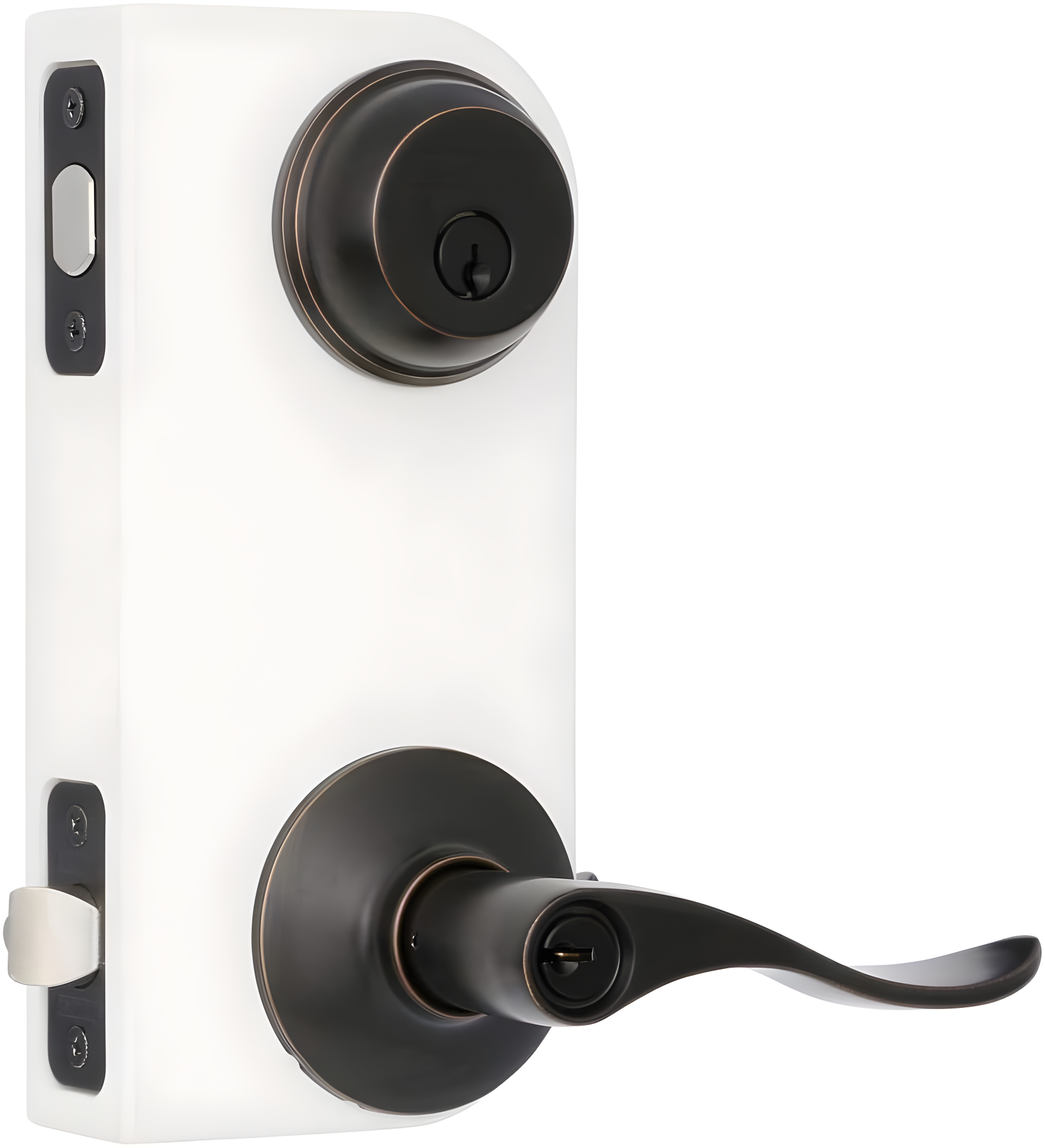 Accent Aged Bronze Single Cylinder Deadbolt and Keyed Entry Door Handle Combo Pack