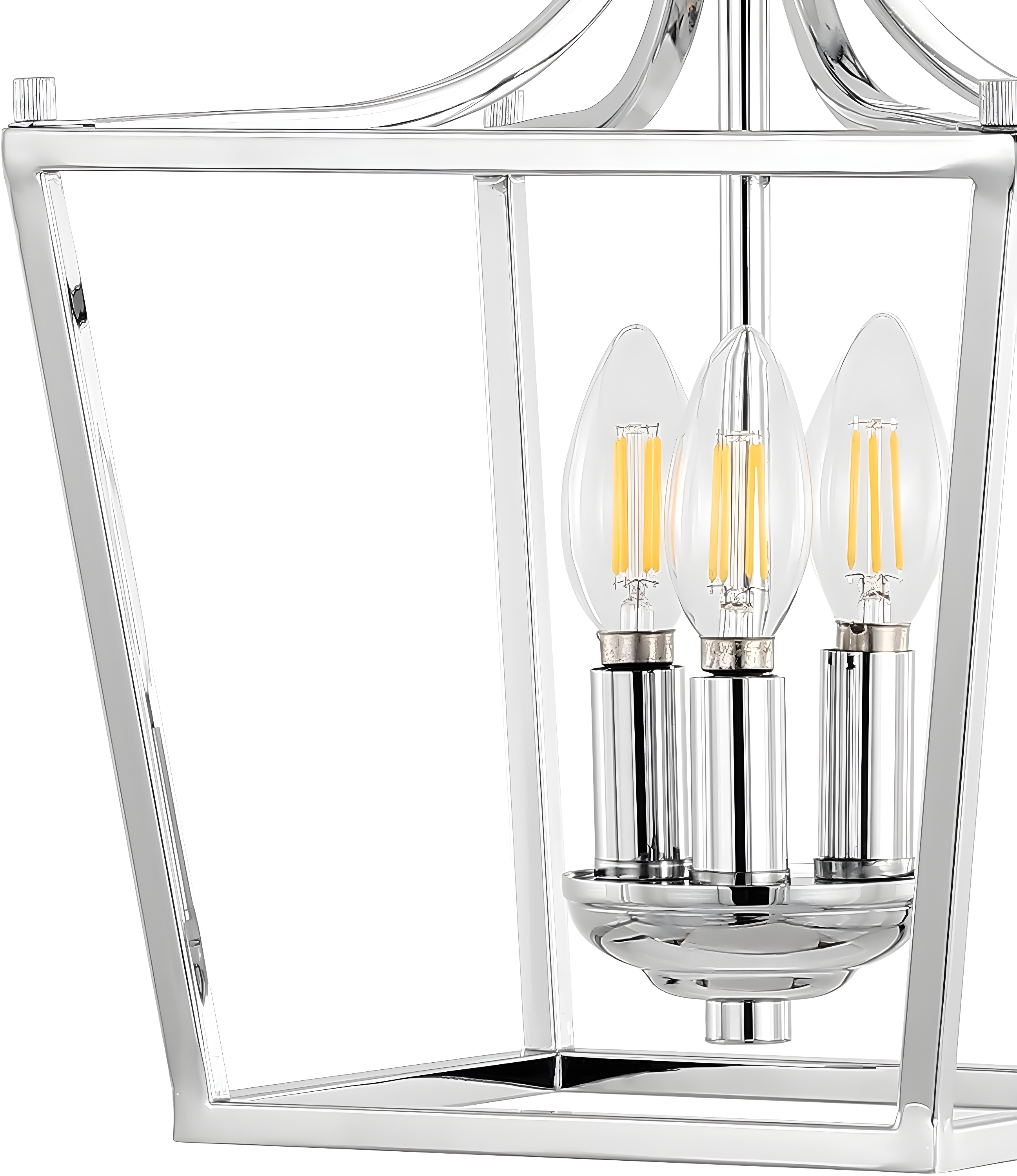 Camden 10" 3-Light Iron Classic Midcentury Pendant Lantern, Chrome