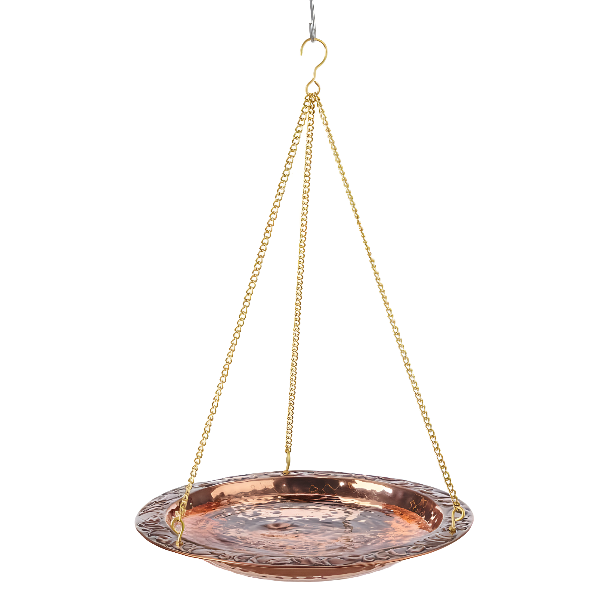 Good Directions Pure Copper Hanging Bird Bath, 13.5” Diameter, Features a Brass Chain, Bird Feeder