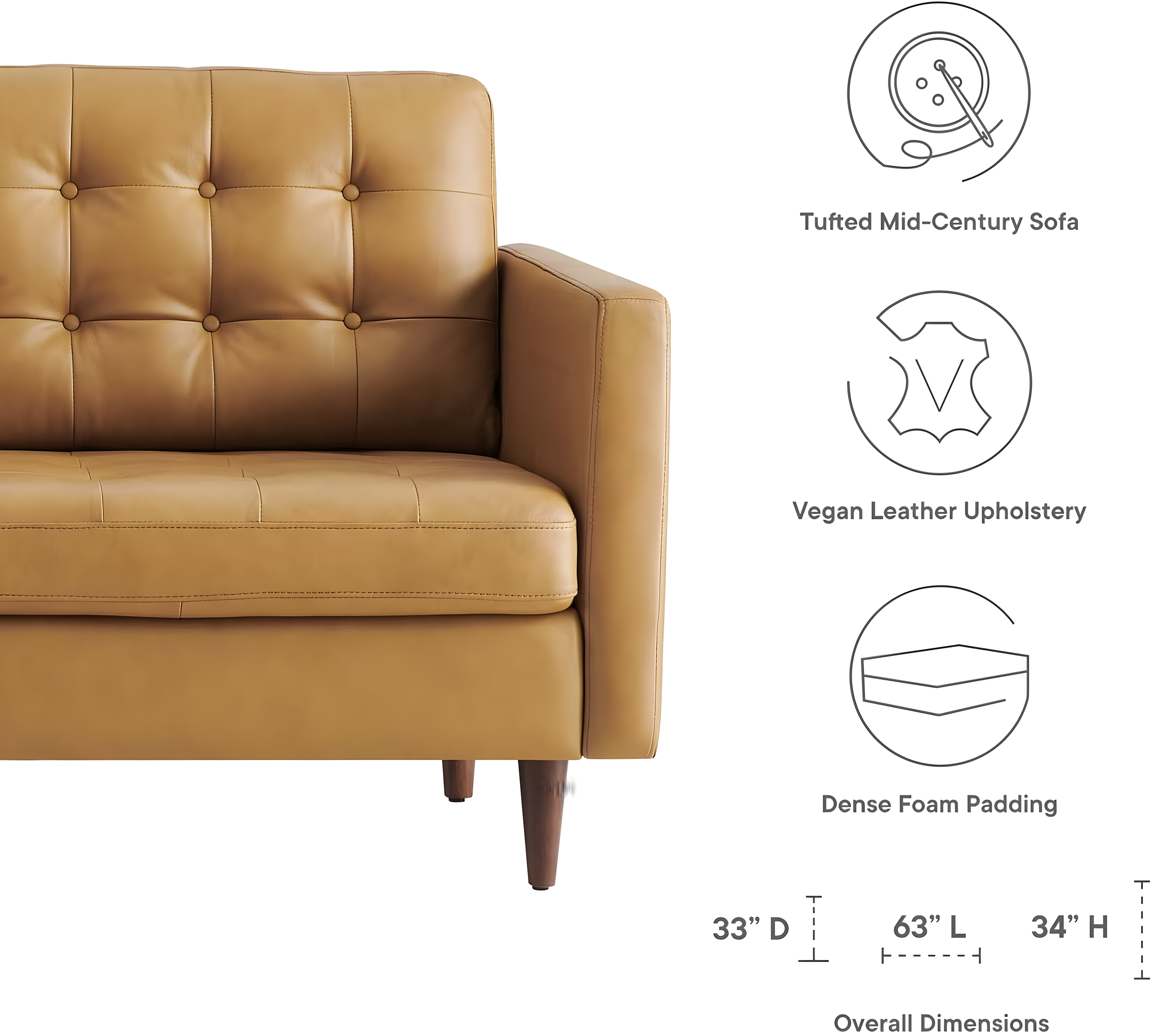 Modway Exalt Tufted Leather Loveseat
