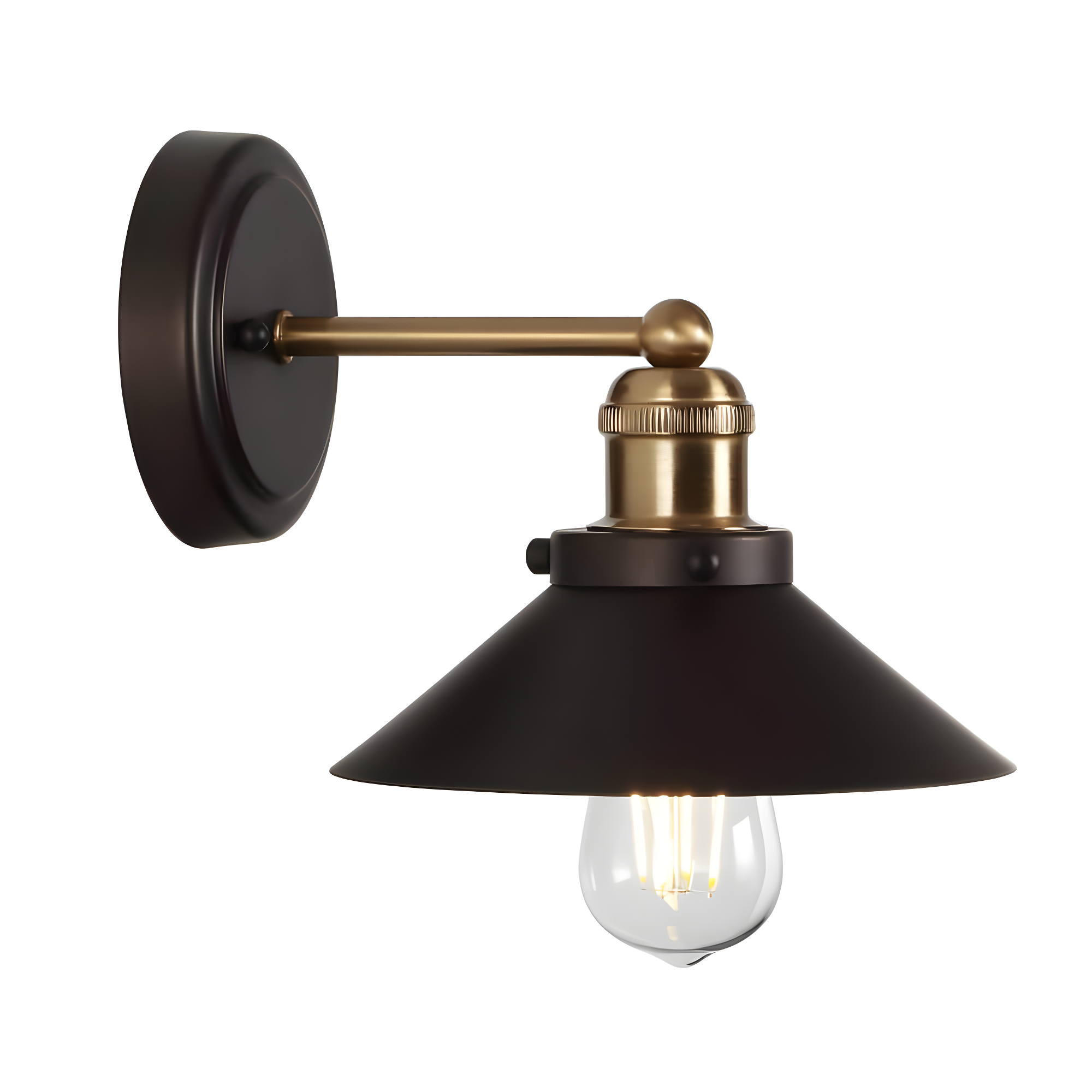July 7.88" 1-light Metal Shade Sconce, Oil Rubbed Bronze/Brass Gold