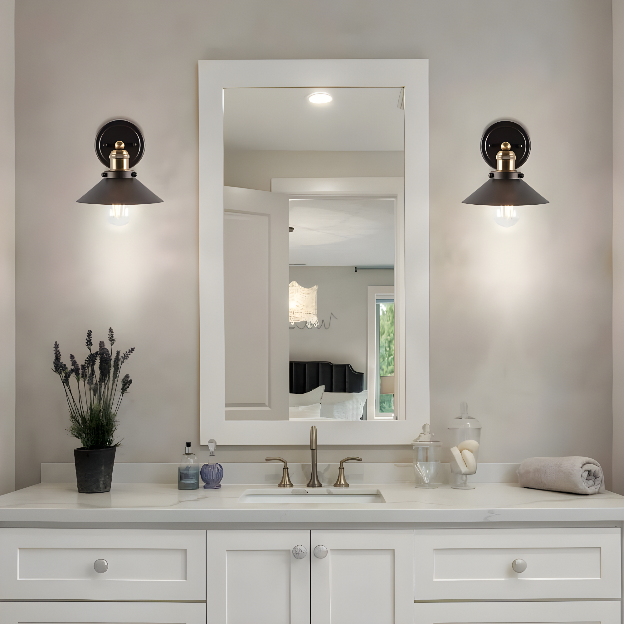July 7.88" 1-light Metal Shade Sconce, Oil Rubbed Bronze/Brass Gold