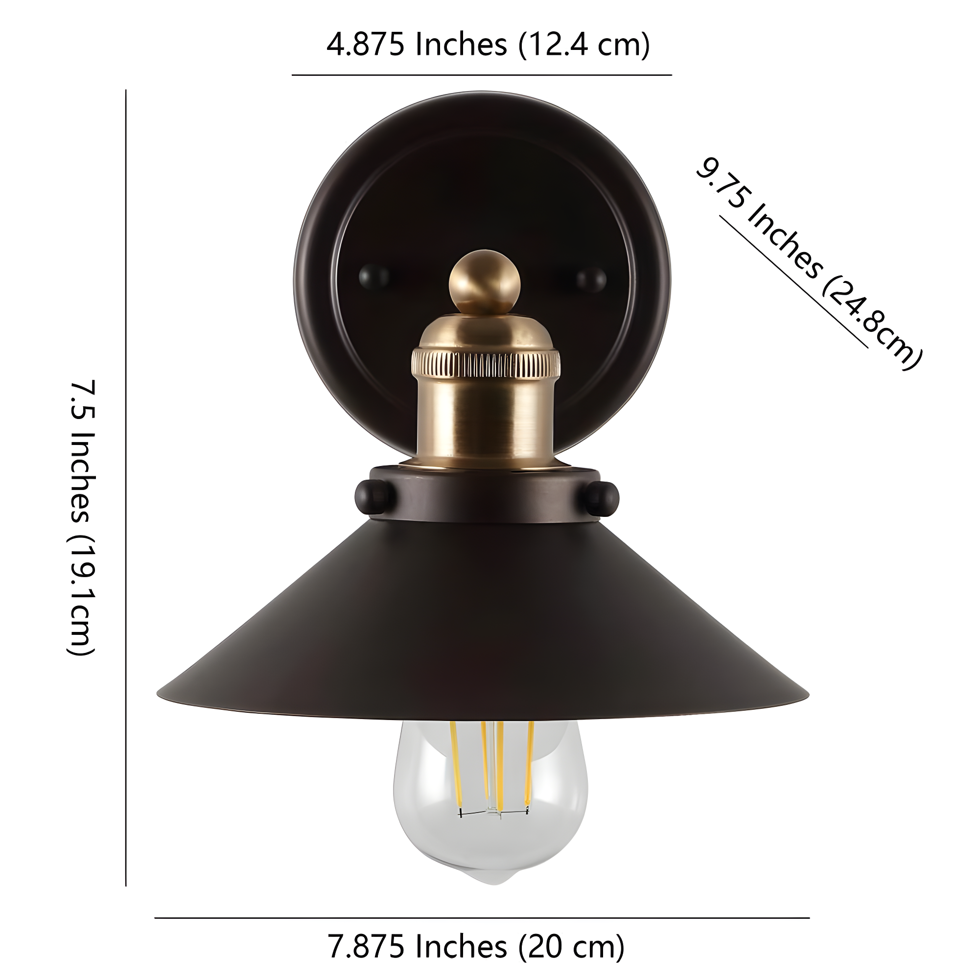 July 7.88" 1-light Metal Shade Sconce, Oil Rubbed Bronze/Brass Gold