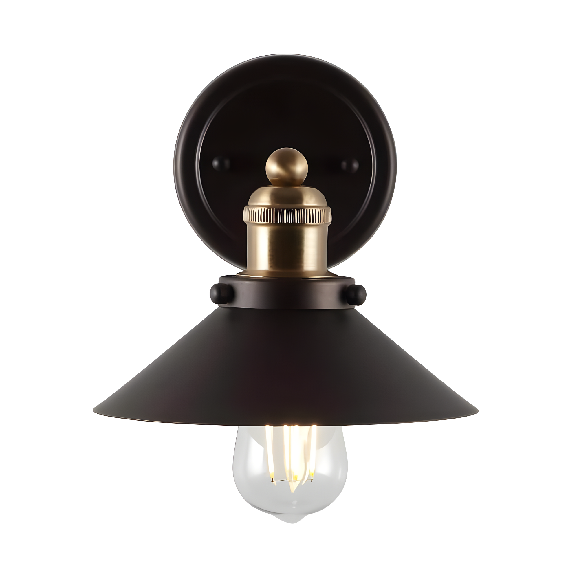 July 7.88" 1-light Metal Shade Sconce, Oil Rubbed Bronze/Brass Gold