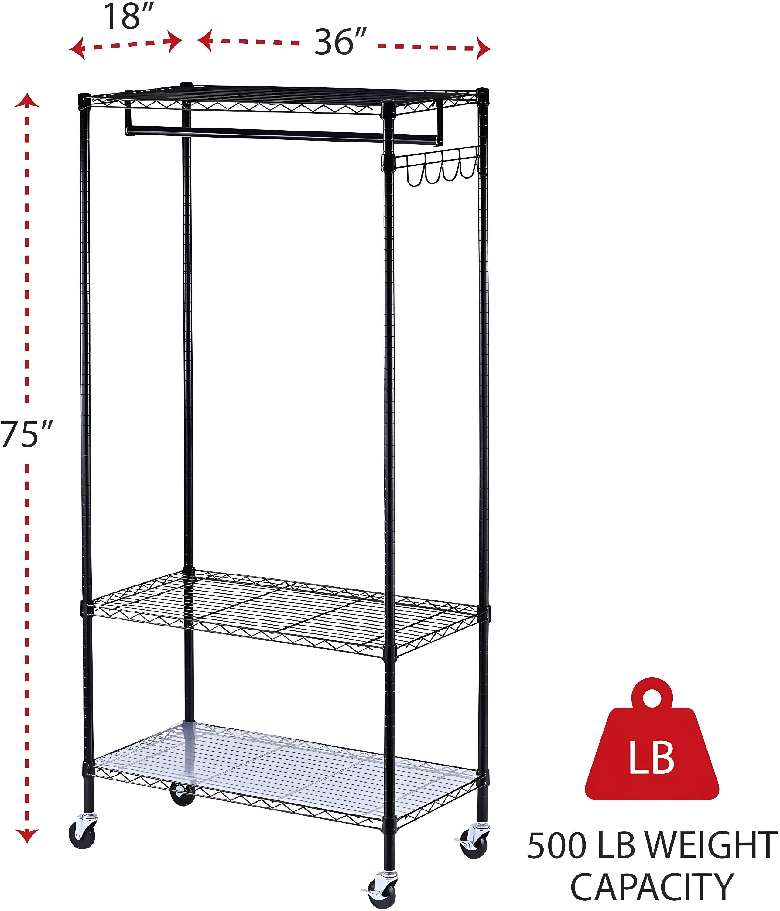 Alera® Wire Shelving Series Metal Rolling Clothing Rack