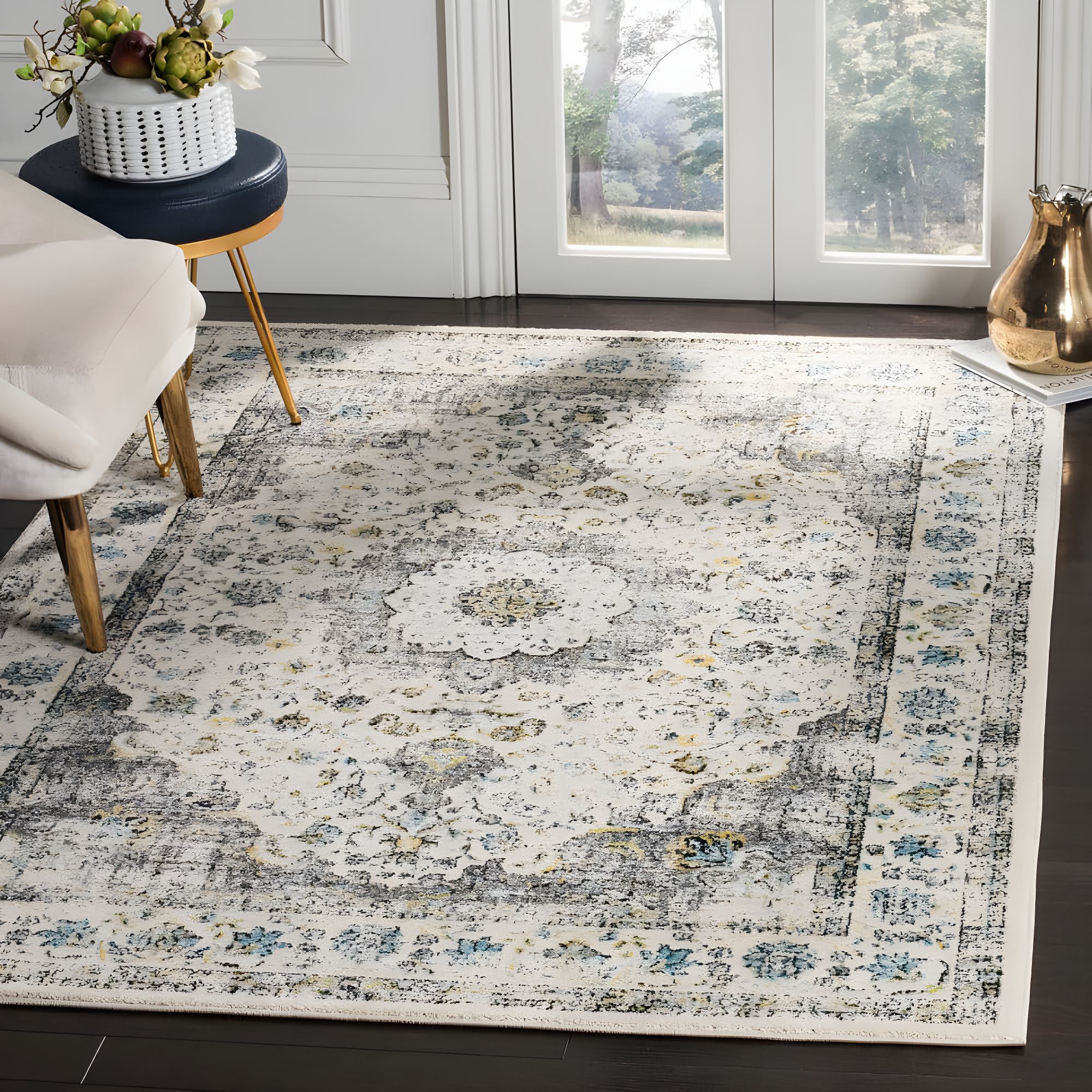 Evoke EVK220 Power Loomed Area Rug - Grey/Gold - 5'3"x7'6" - Safavieh.